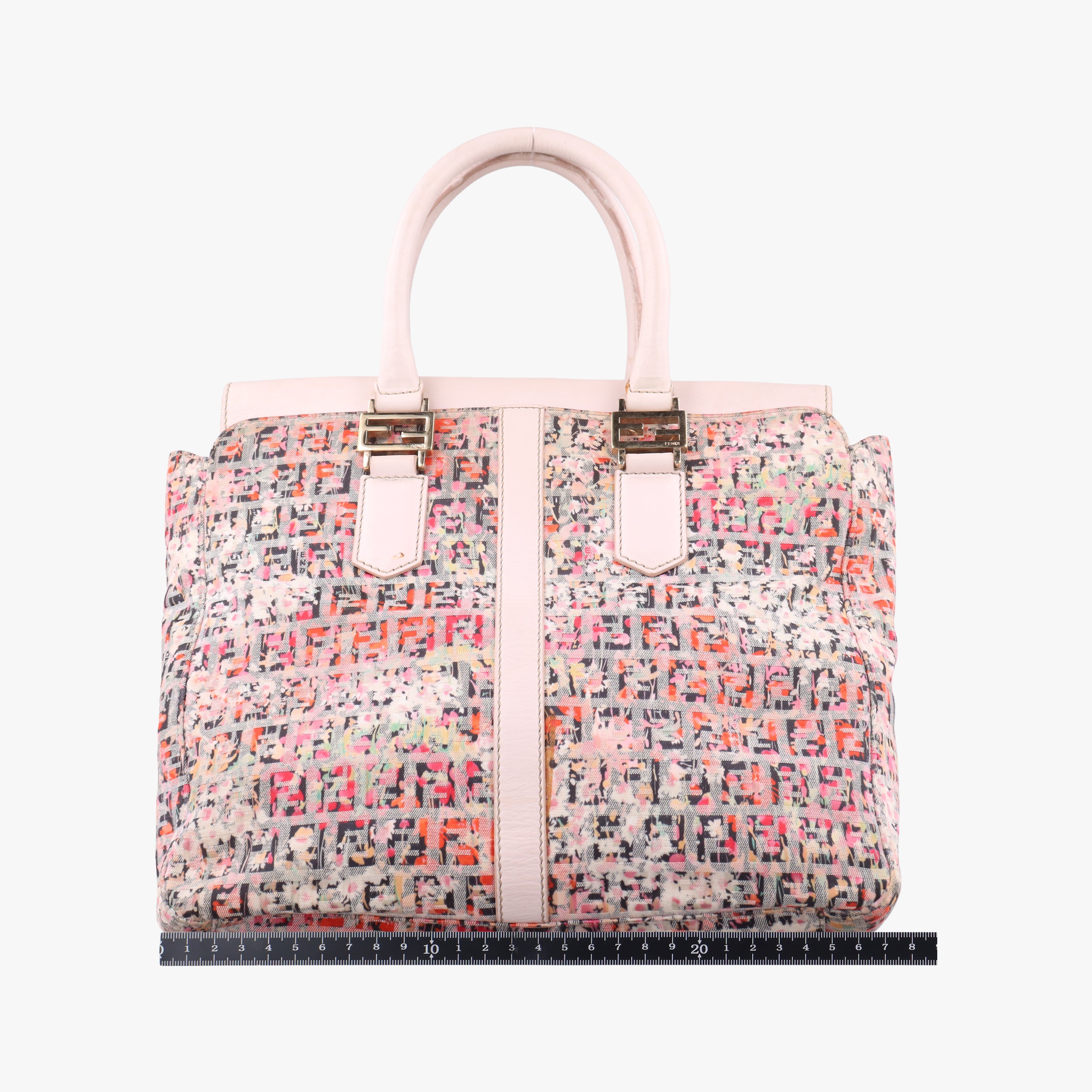 Pre-owned Fendi Zucchino pink×Multicolour fabric 8BN228 shoulderbag | stylenewstar