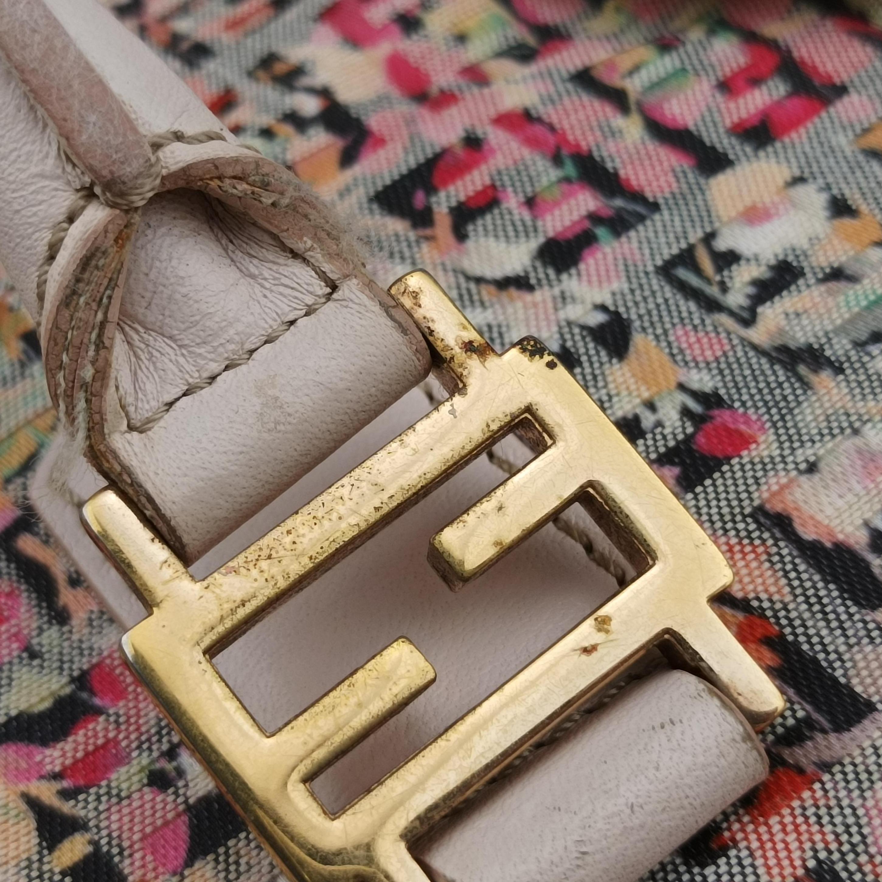 Pre-owned Fendi Zucchino pink×Multicolour fabric 8BN228 shoulderbag | stylenewstar