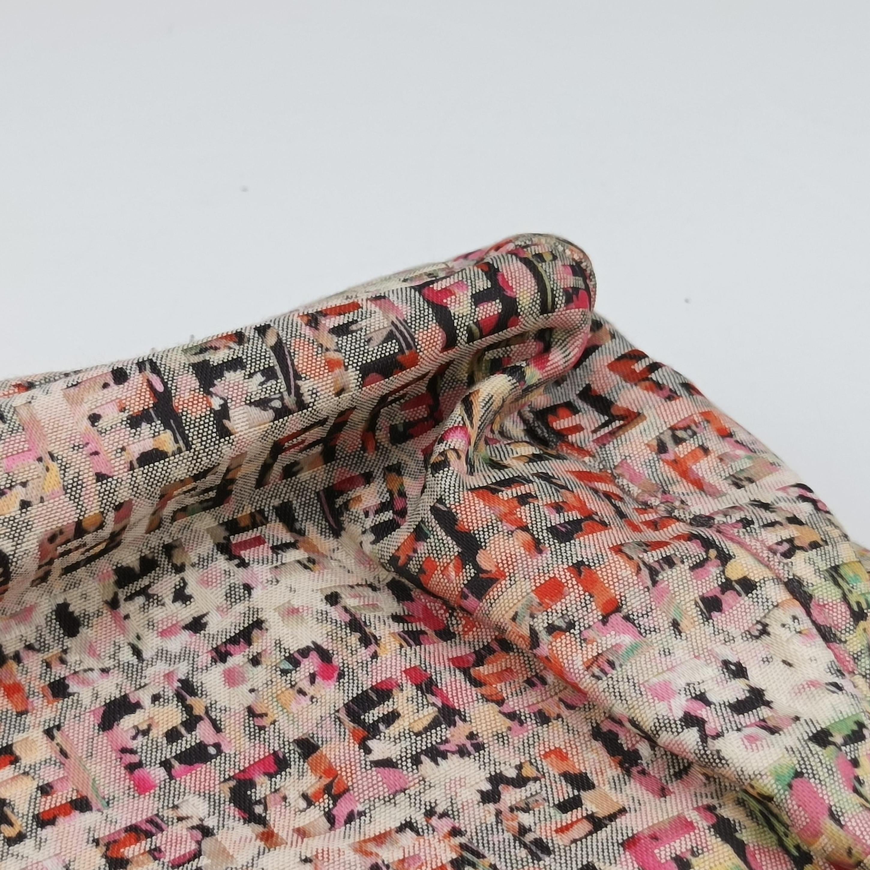Pre-owned Fendi Zucchino pink×Multicolour fabric 8BN228 shoulderbag | stylenewstar