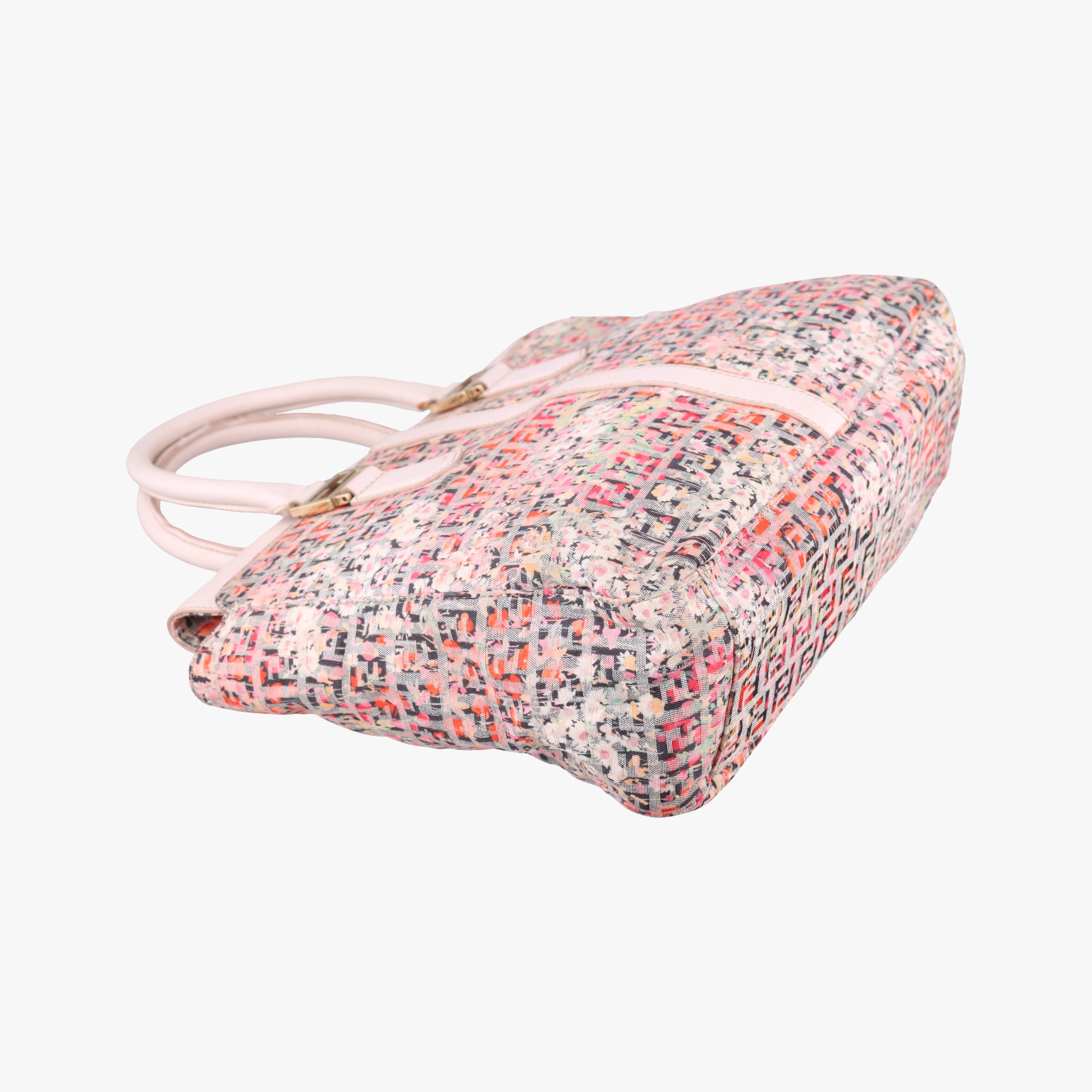 Pre-owned Fendi Zucchino pink×Multicolour fabric 8BN228 shoulderbag | stylenewstar