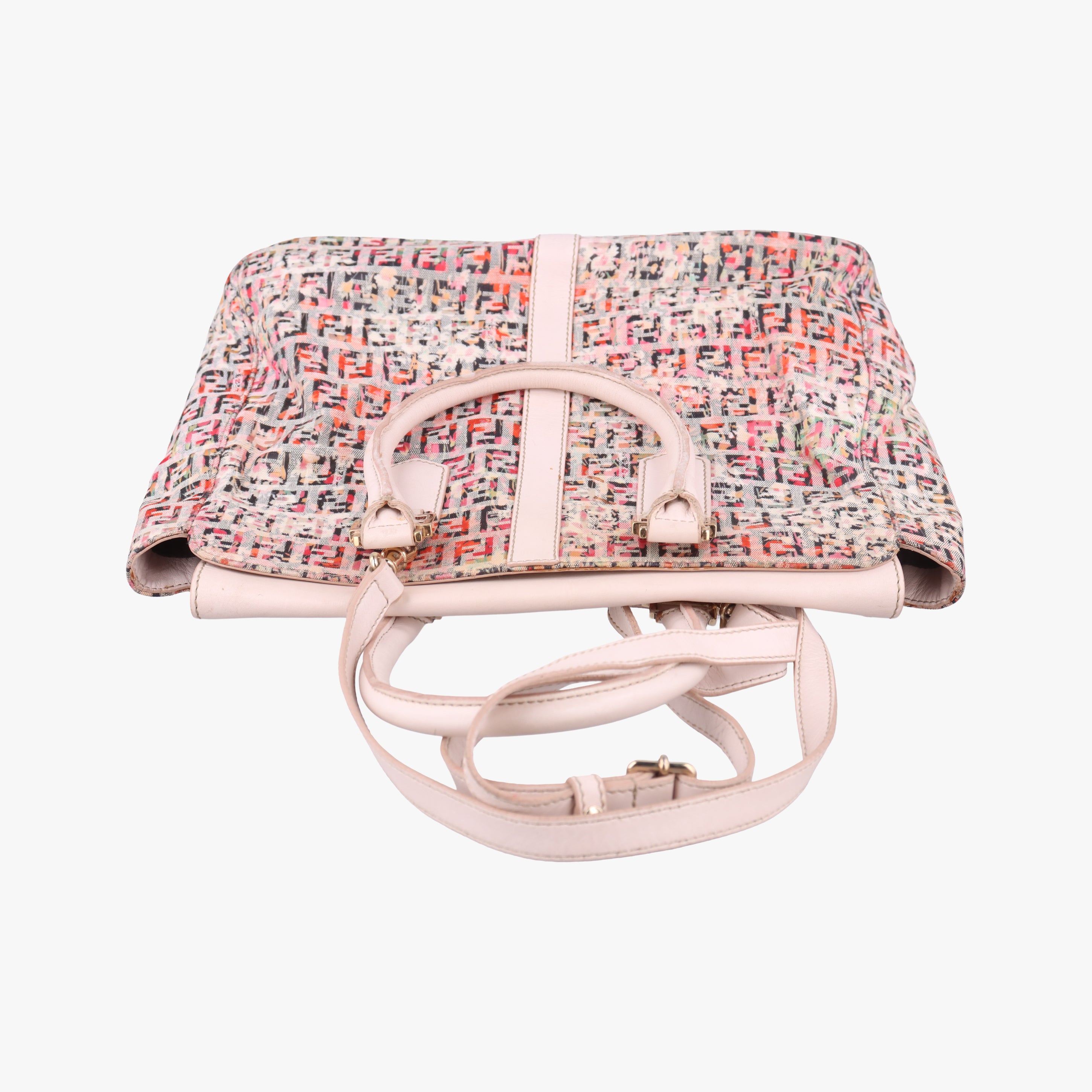 Pre-owned Fendi Zucchino pink×Multicolour fabric 8BN228 shoulderbag | stylenewstar