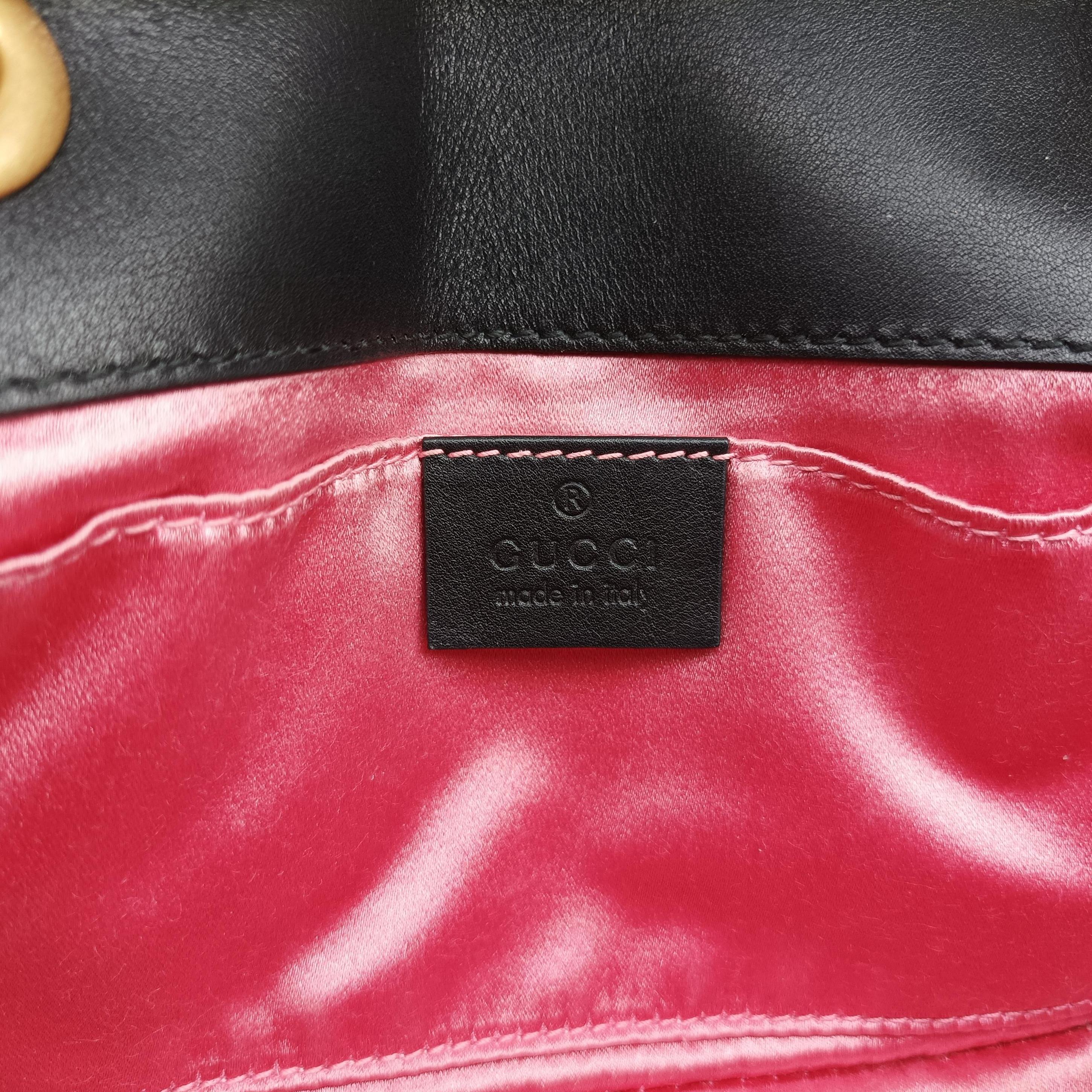 Pre-owned Gucci GG Marmont Black×Multicolour velour 446744 shoulderbag | stylenewstar