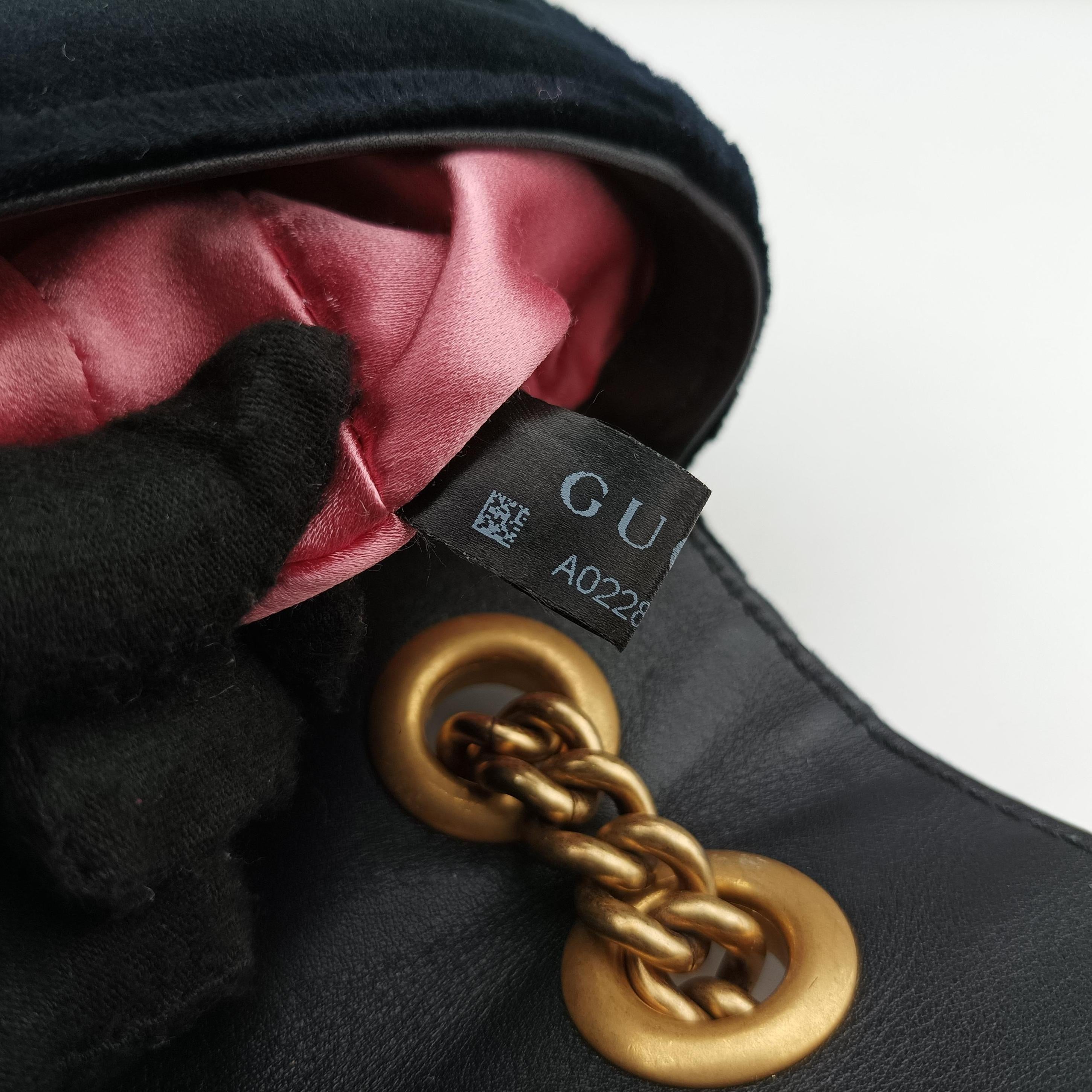 Pre-owned Gucci GG Marmont Black×Multicolour velour 446744 shoulderbag | stylenewstar