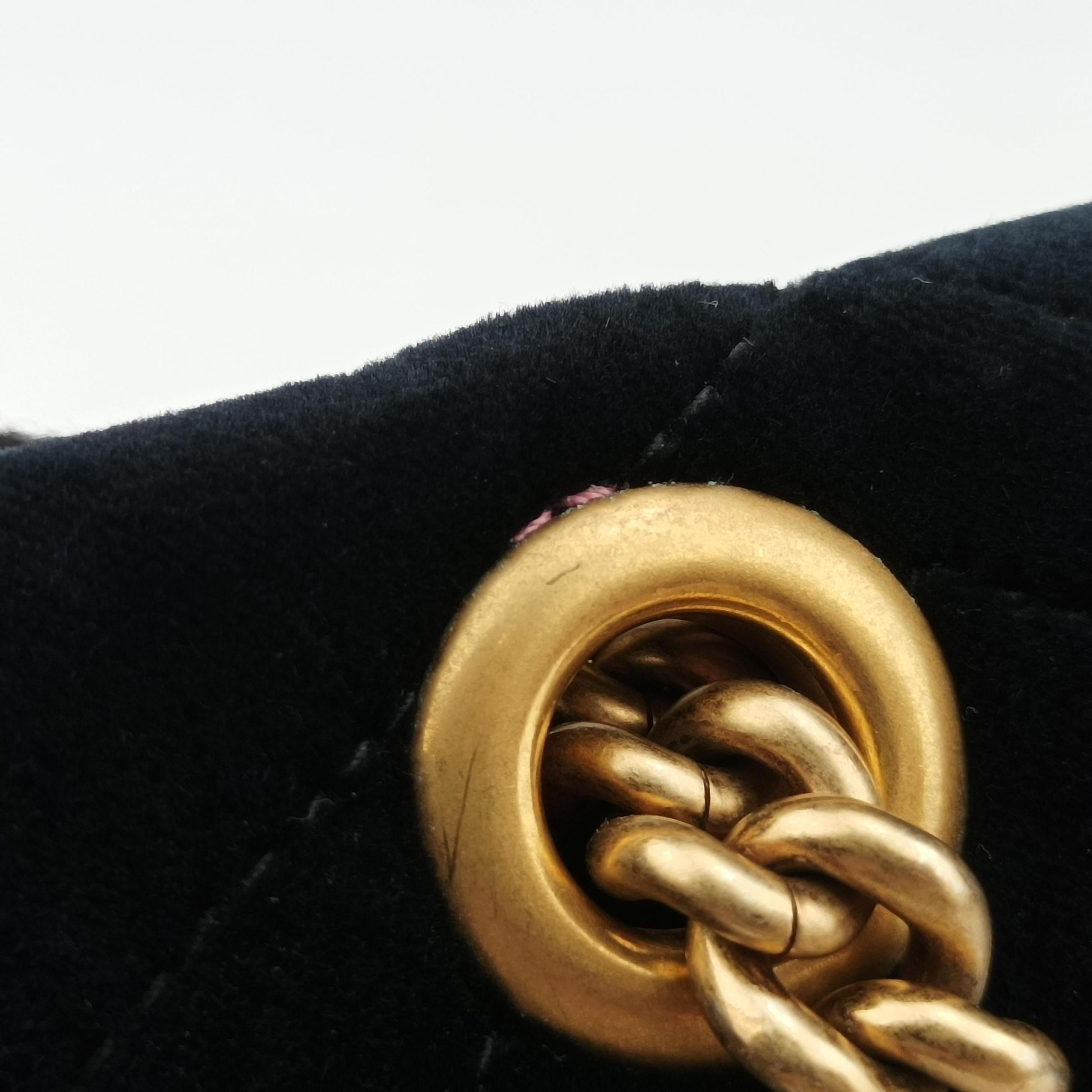 Pre-owned Gucci GG Marmont Black×Multicolour velour 446744 shoulderbag | stylenewstar