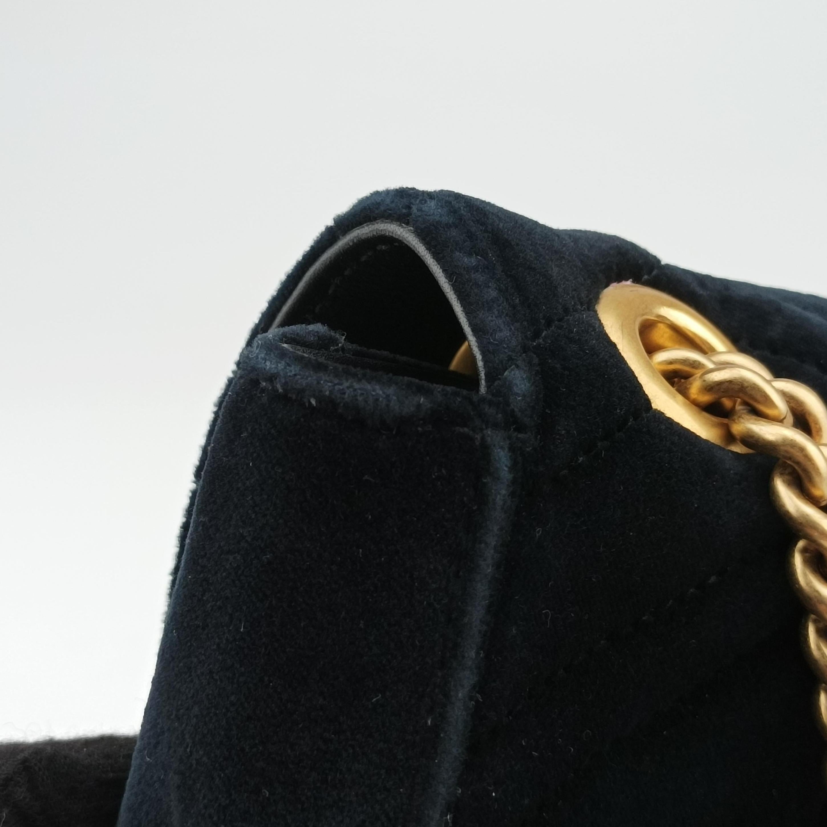 Pre-owned Gucci GG Marmont Black×Multicolour velour 446744 shoulderbag | stylenewstar