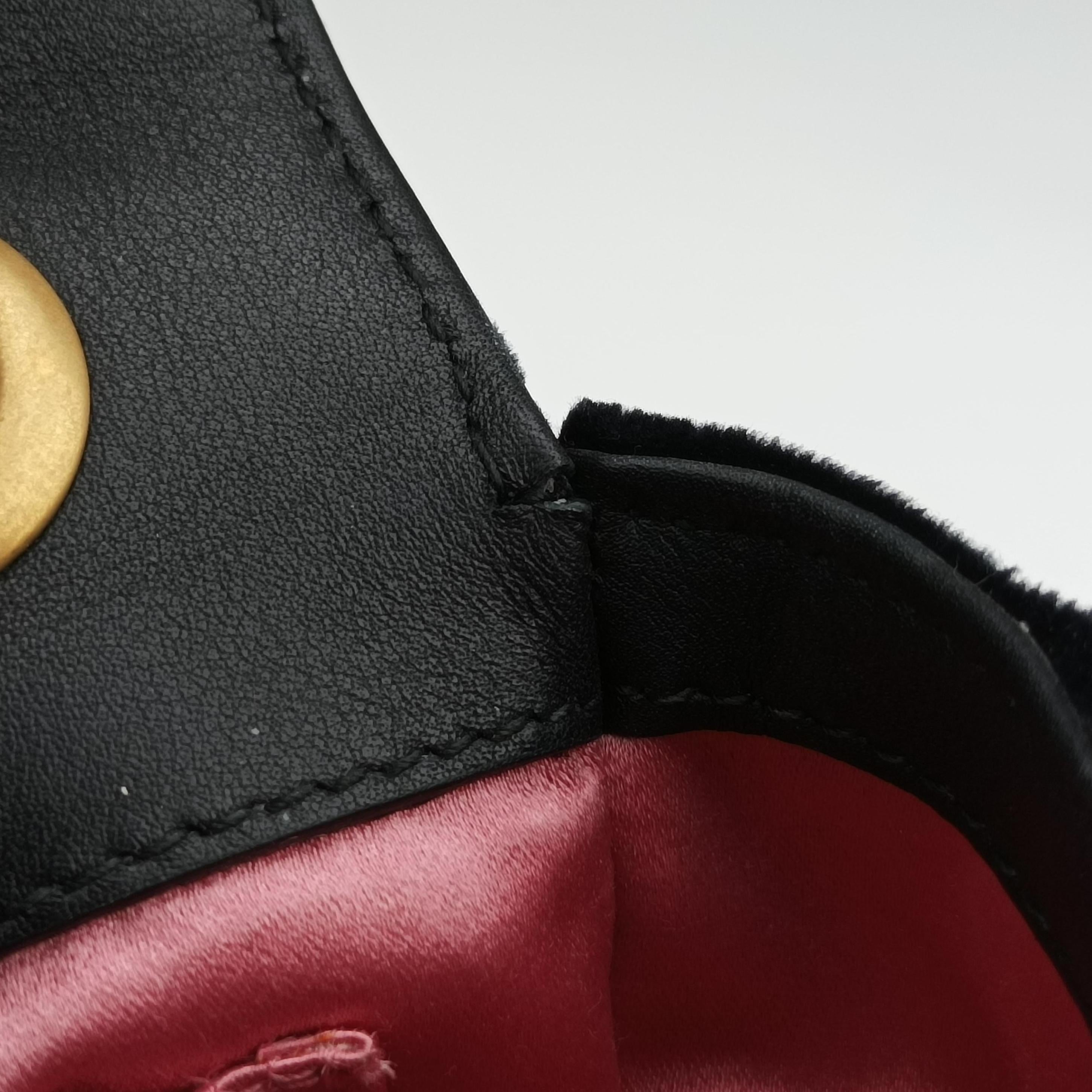 Pre-owned Gucci GG Marmont Black×Multicolour velour 446744 shoulderbag | stylenewstar