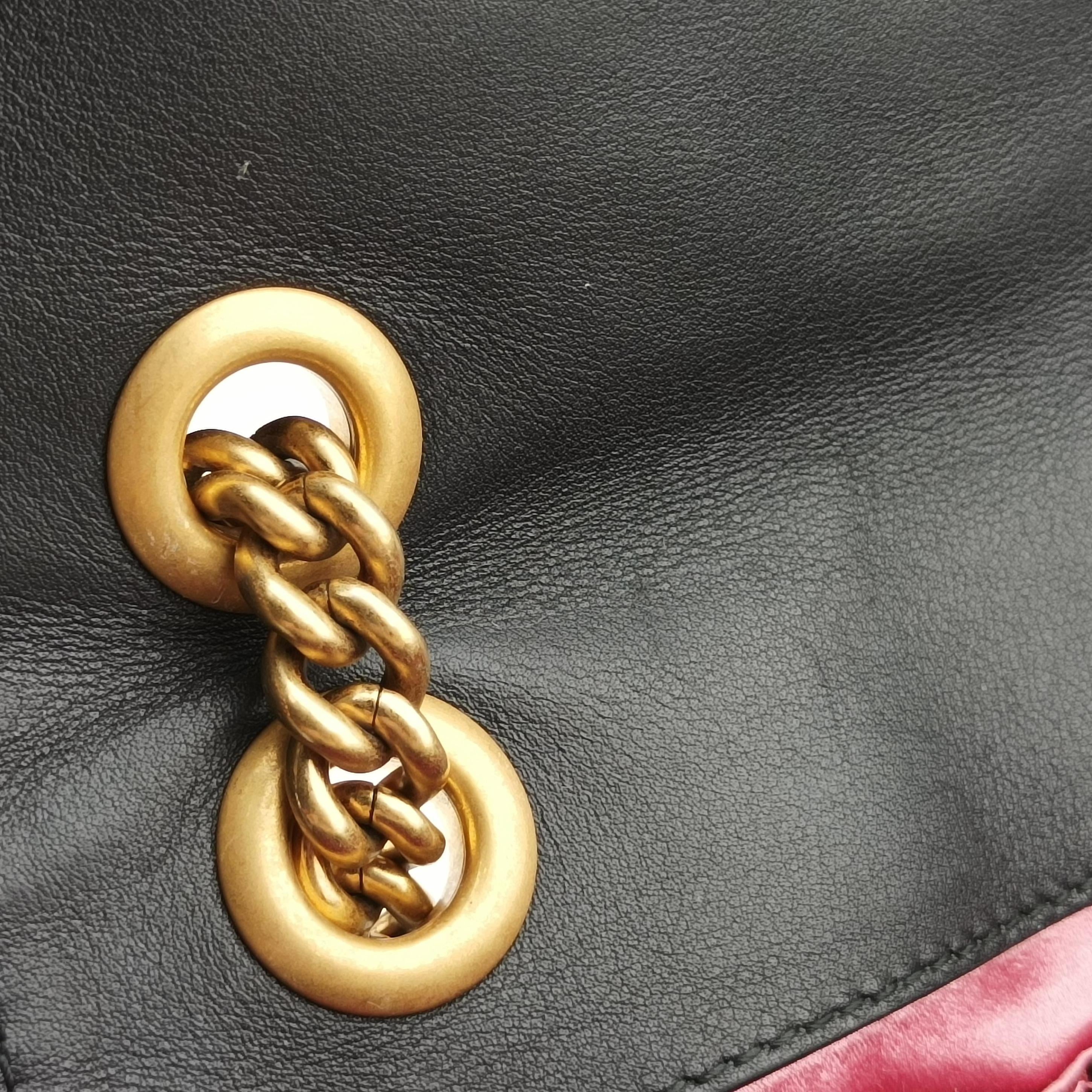Pre-owned Gucci GG Marmont Black×Multicolour velour 446744 shoulderbag | stylenewstar