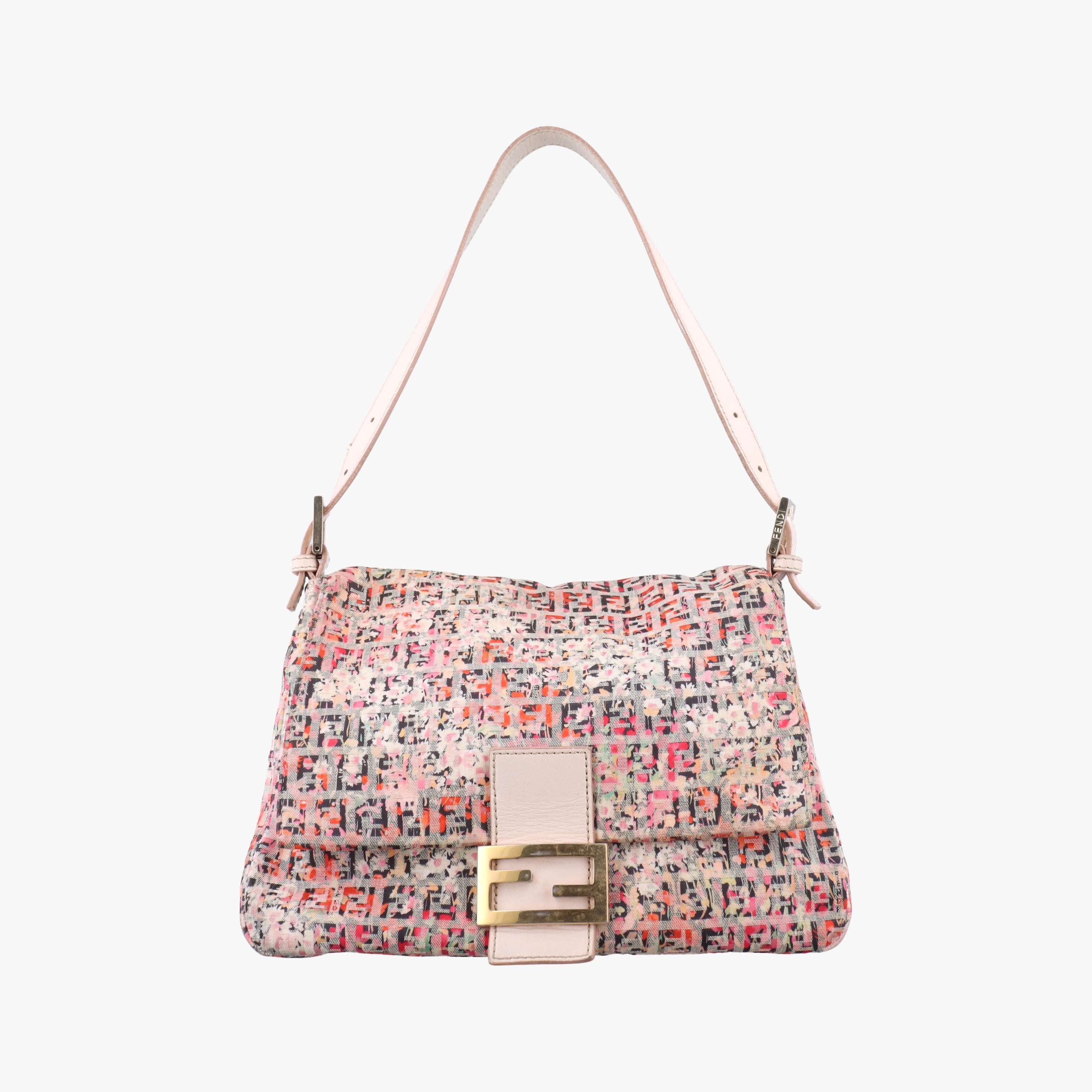 Pre-owned Fendi Mama Baguette Zucchino Pink×Multicolour fabric 8BR001 shoulderbag | stylenewstar