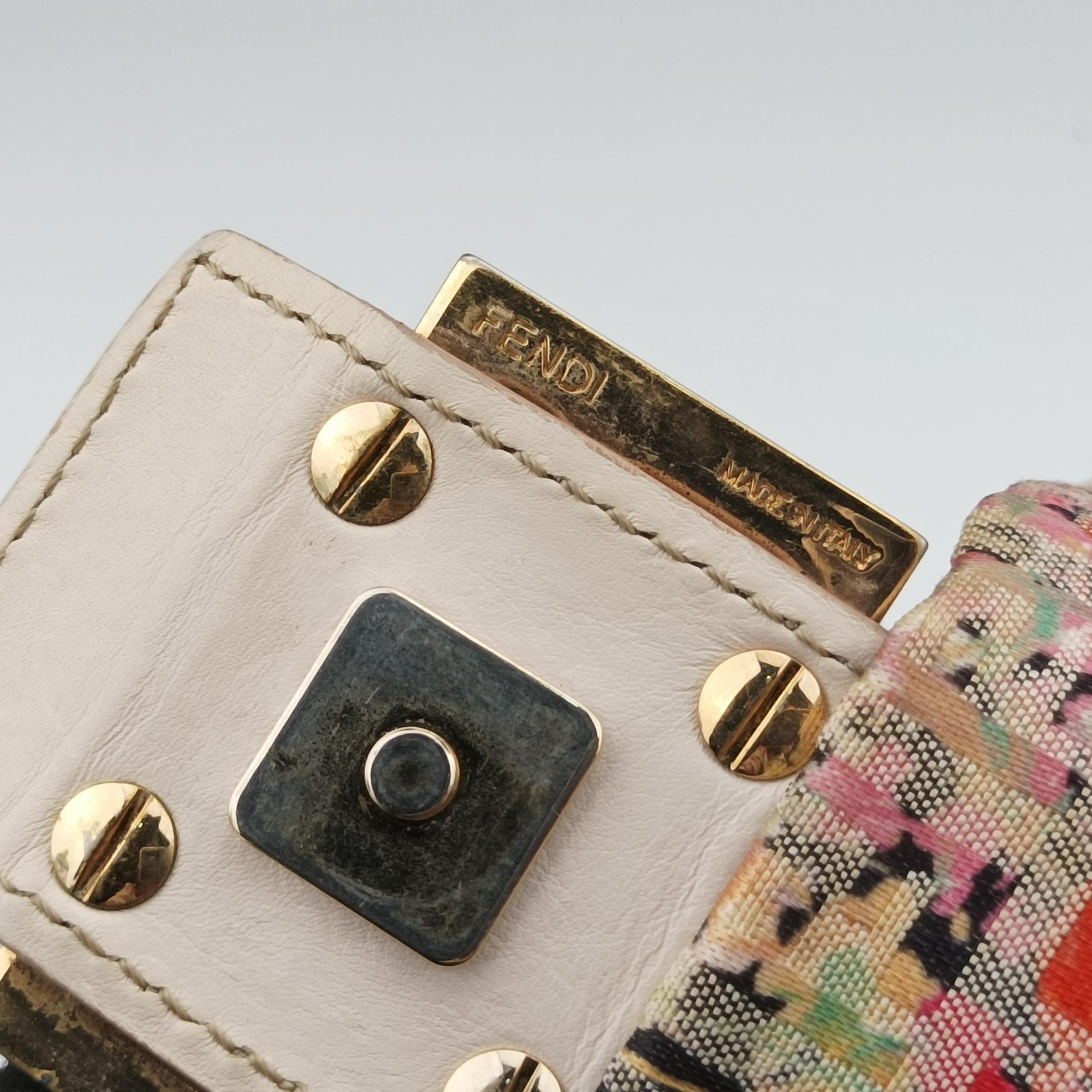Pre-owned Fendi Mama Baguette Zucchino Pink×Multicolour fabric 8BR001 shoulderbag | stylenewstar