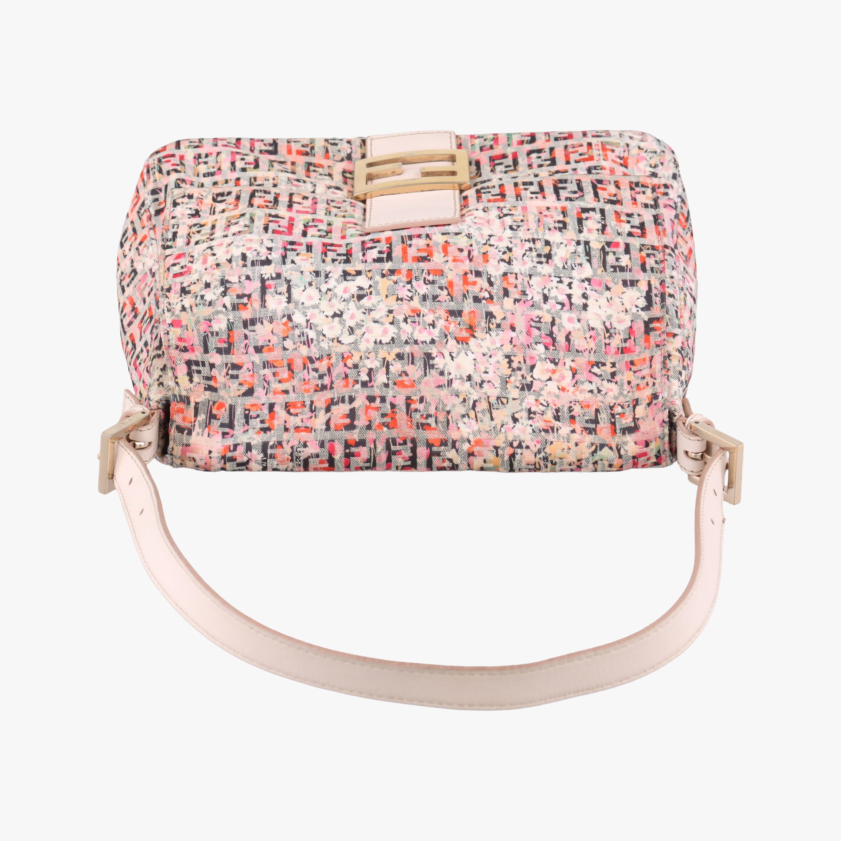 Pre-owned Fendi Mama Baguette Zucchino Pink×Multicolour fabric 8BR001 shoulderbag | stylenewstar