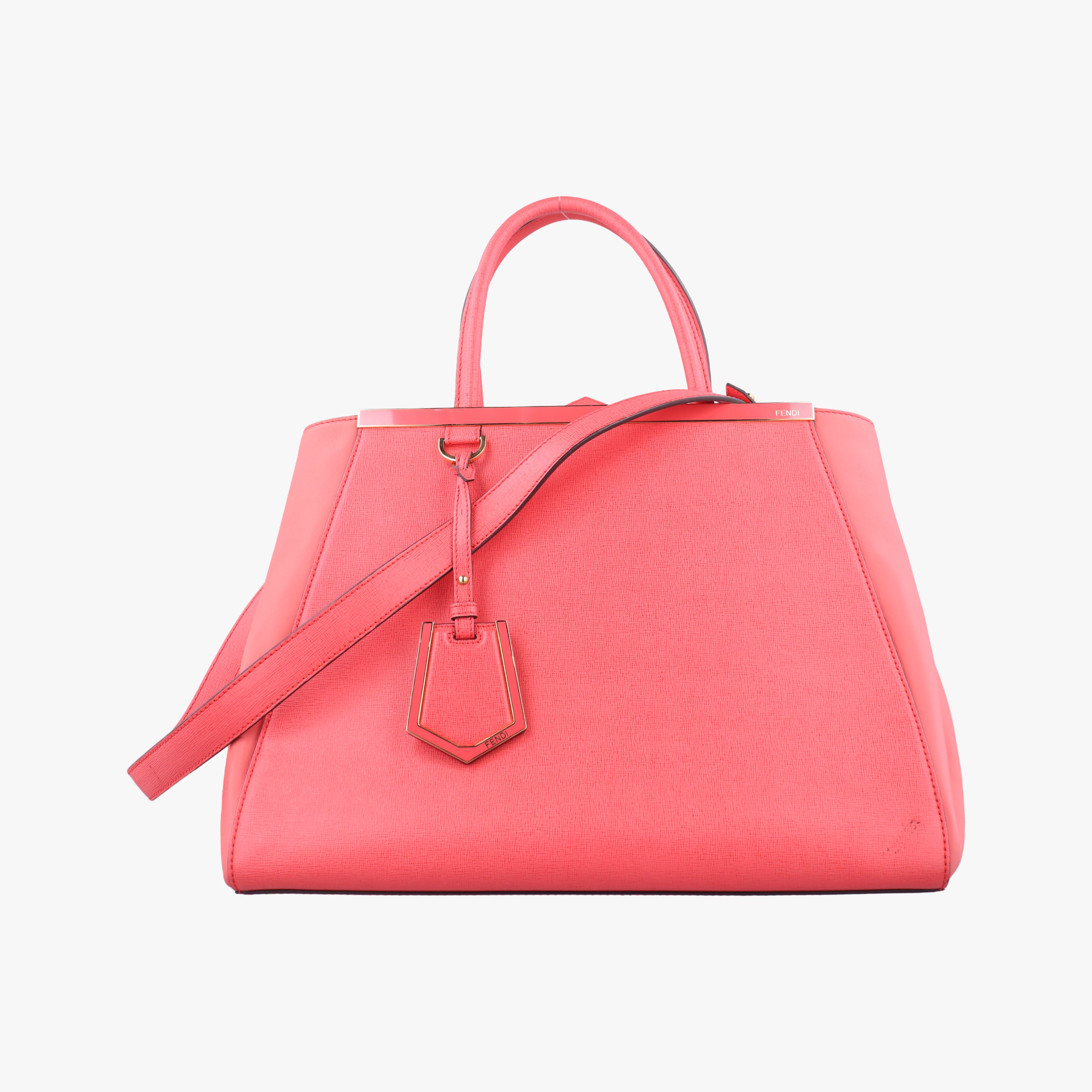 Pre-owned Fendi 2 JOURS pink Leather 8BH250 shoulderbag | stylenewstar