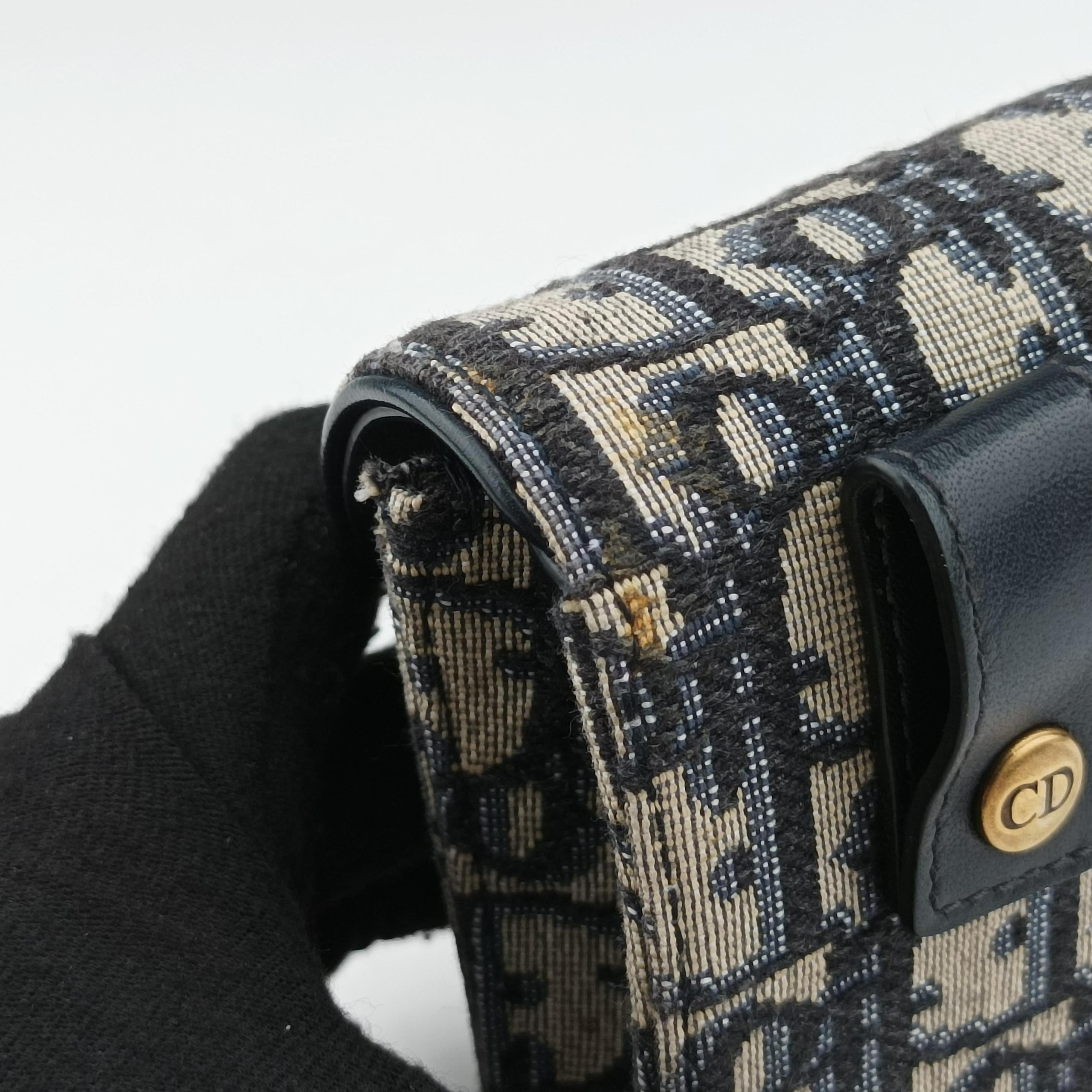 Vintage Christian Dior Saddle Navy×Gray jacquard  bum bag/waist bag | stylenewstar