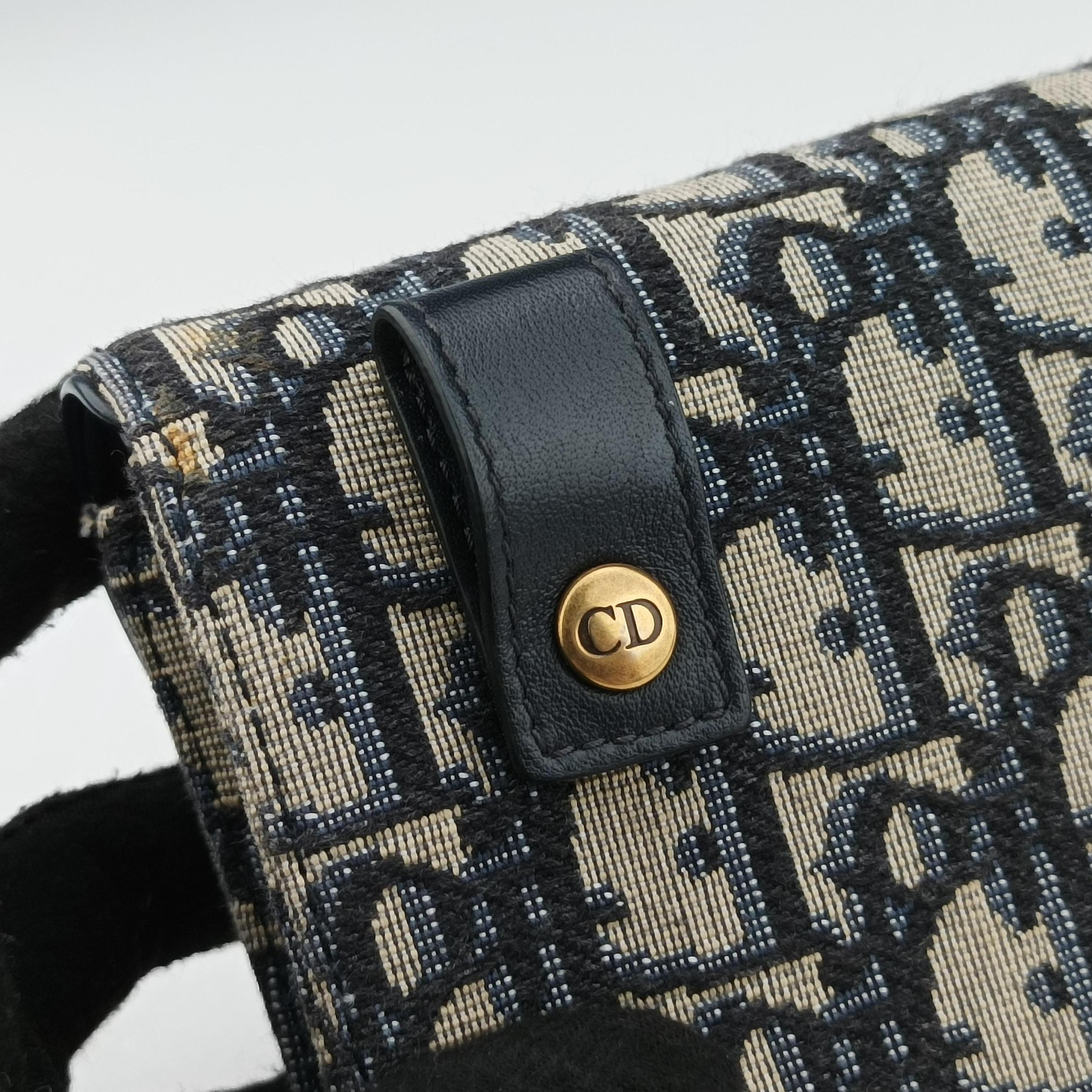 Vintage Christian Dior Saddle Navy×Gray jacquard  bum bag/waist bag | stylenewstar