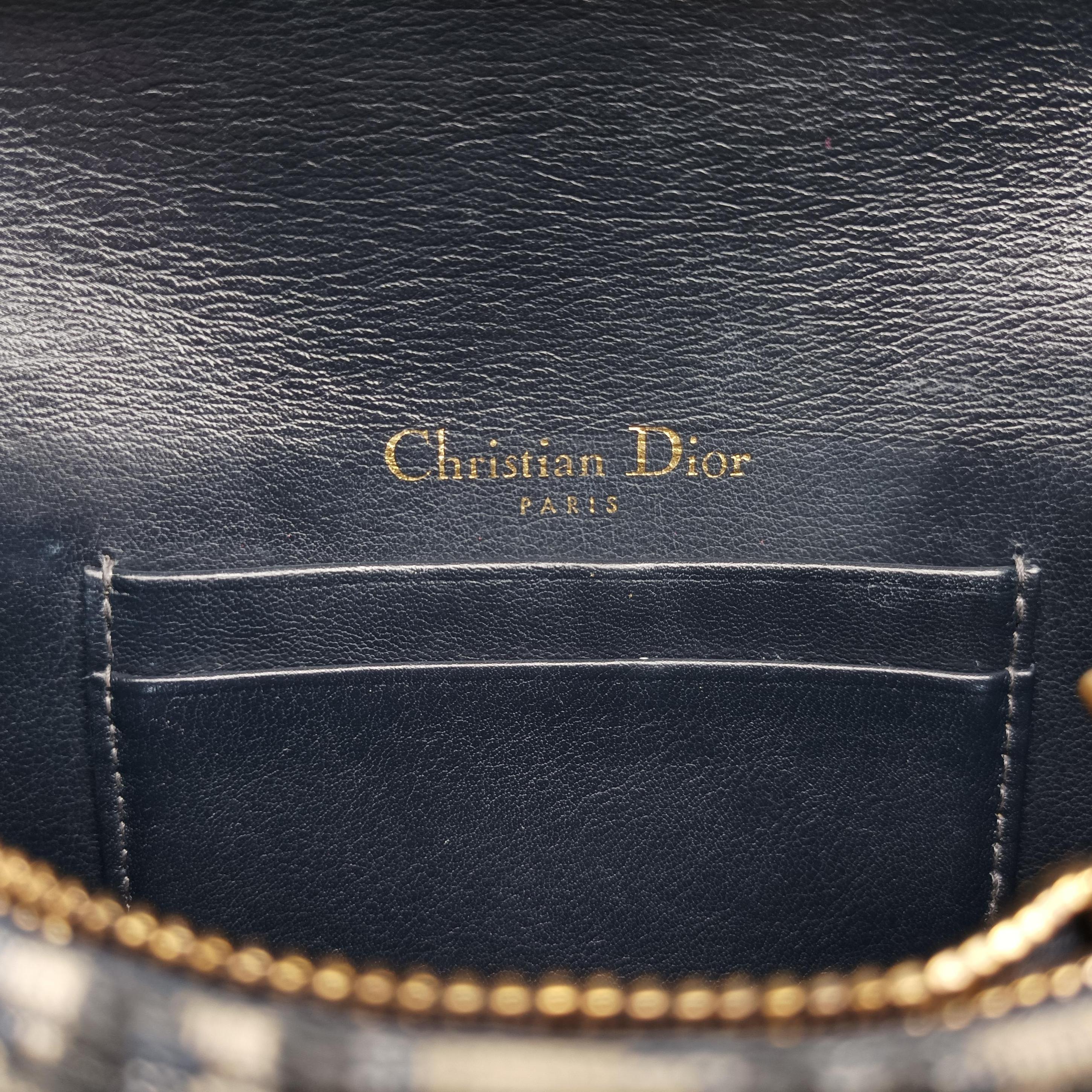 Pre-owned Christian Dior Saddle Navy×Gray jacquard  bum bag/waist bag | stylenewstar