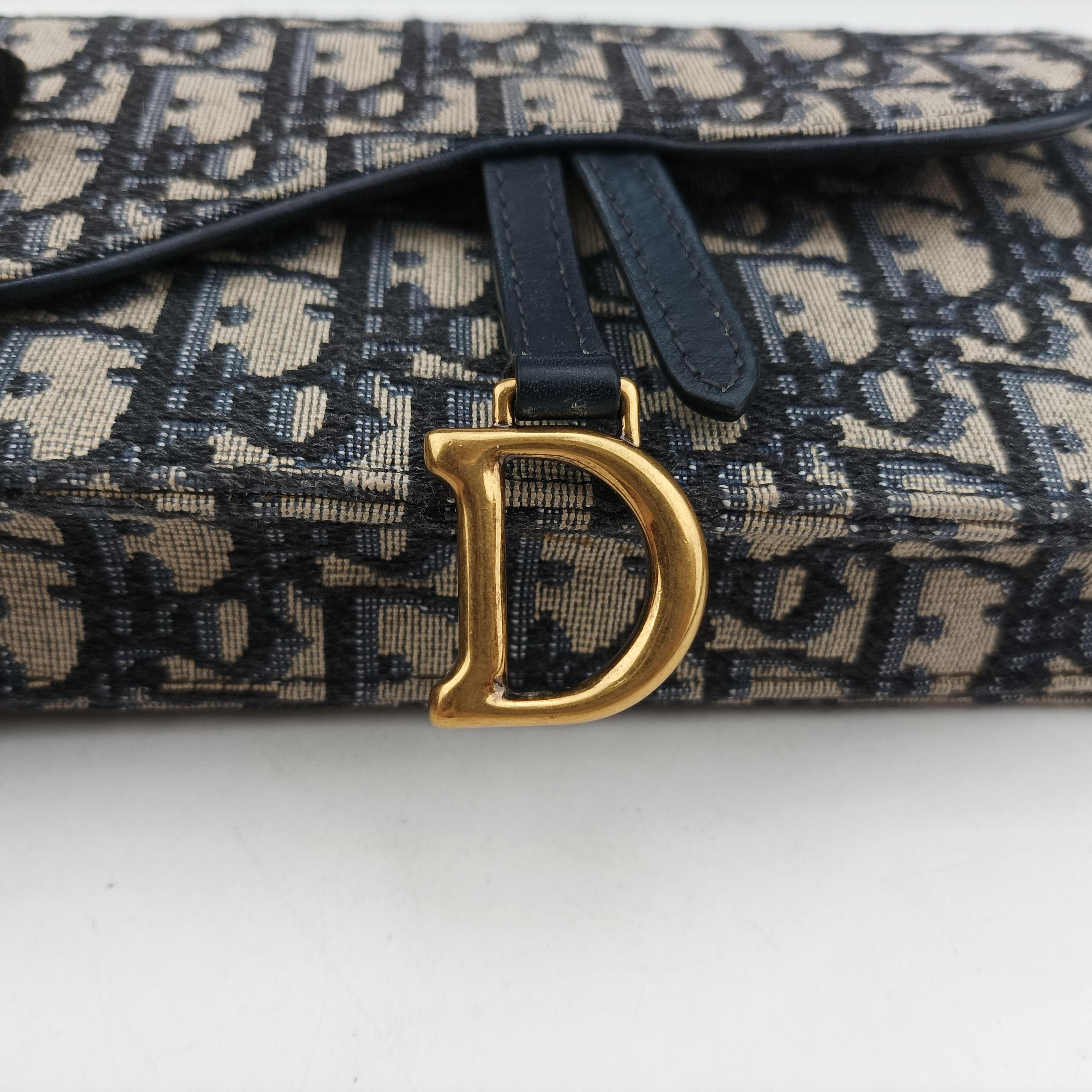 Pre-owned Christian Dior Saddle Navy×Gray jacquard  bum bag/waist bag | stylenewstar