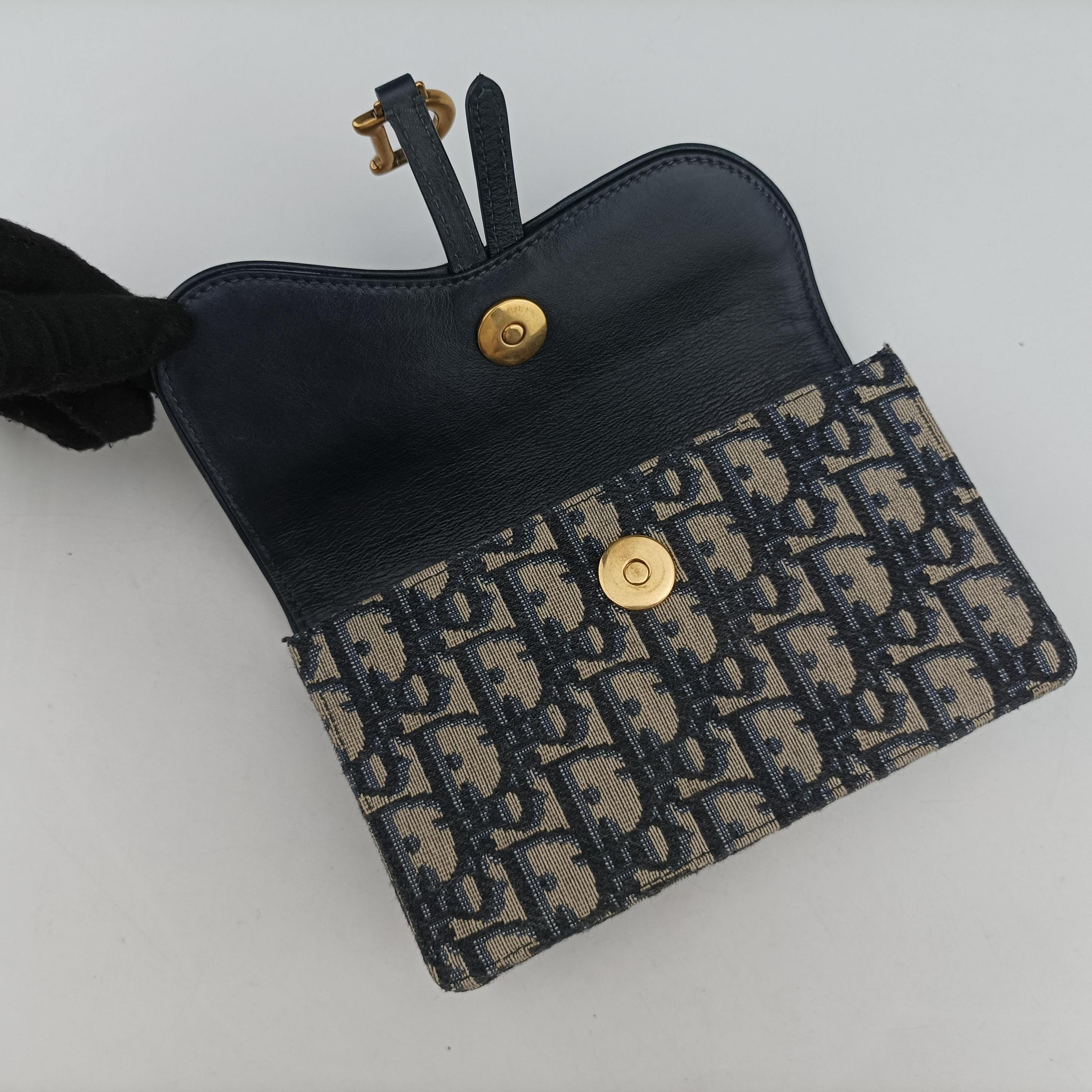 Pre-owned Christian Dior Saddle Navy×Gray jacquard  bum bag/waist bag | stylenewstar