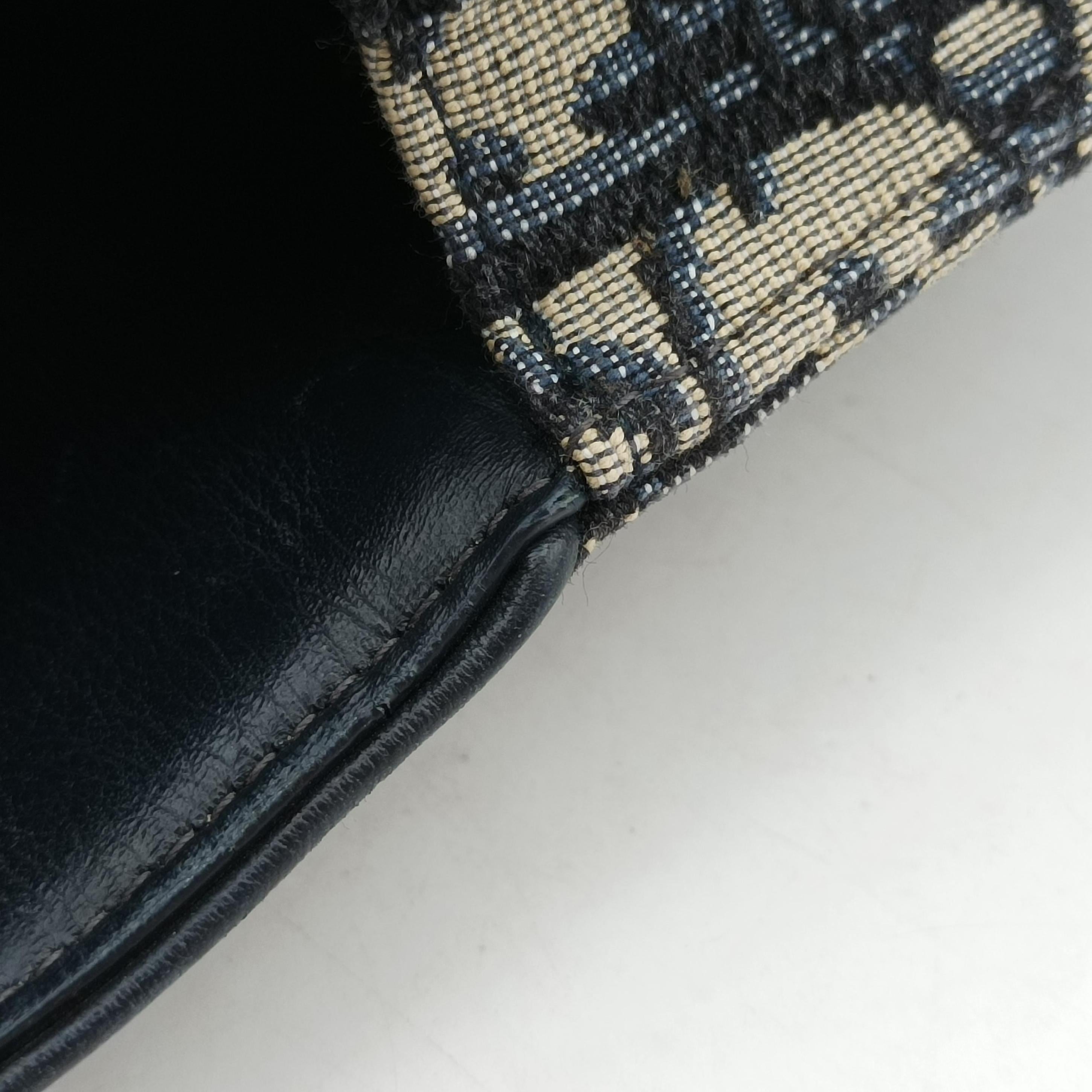 Pre-owned Christian Dior Saddle Navy×Gray jacquard  bum bag/waist bag | stylenewstar