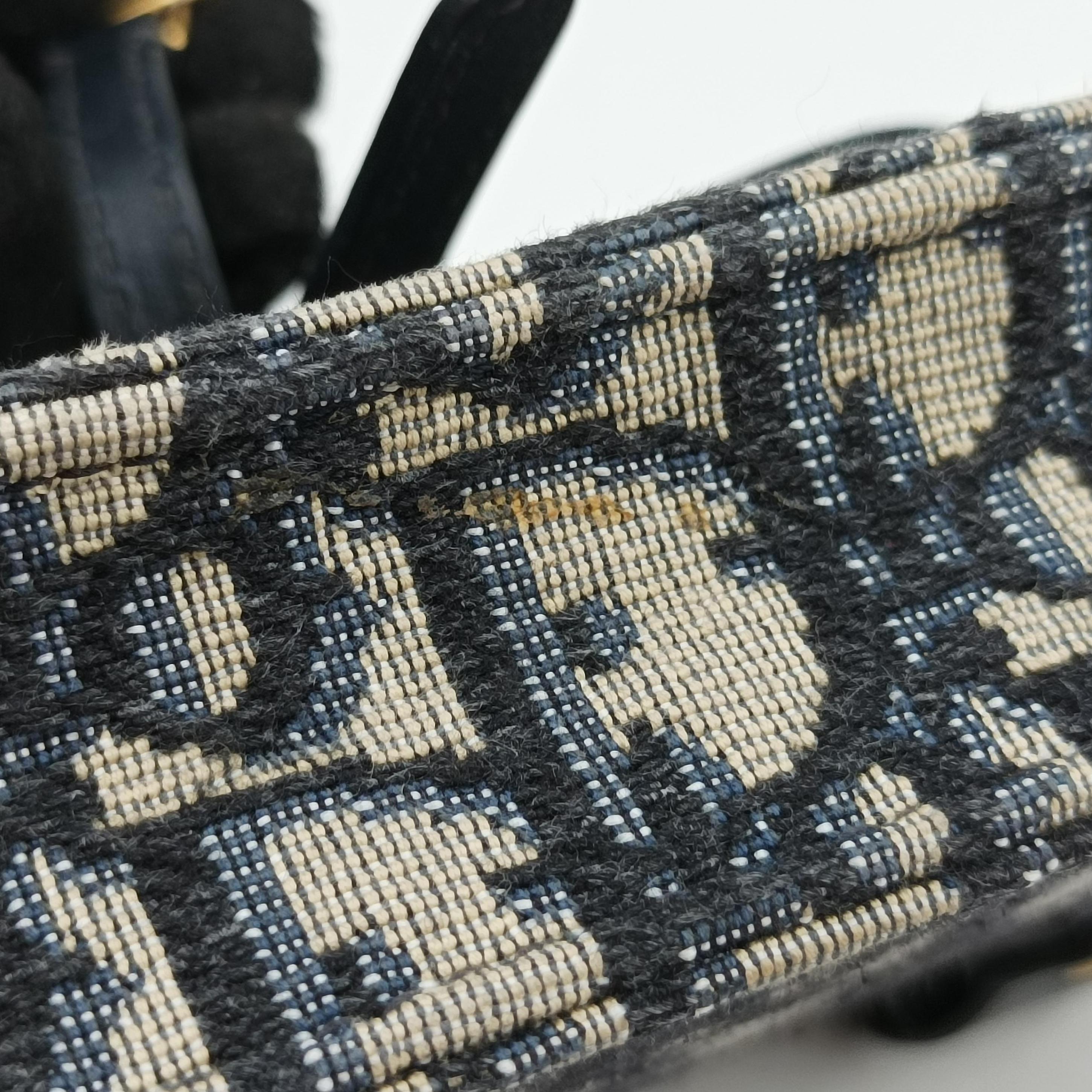 Pre-owned Christian Dior Saddle Navy×Gray jacquard  bum bag/waist bag | stylenewstar