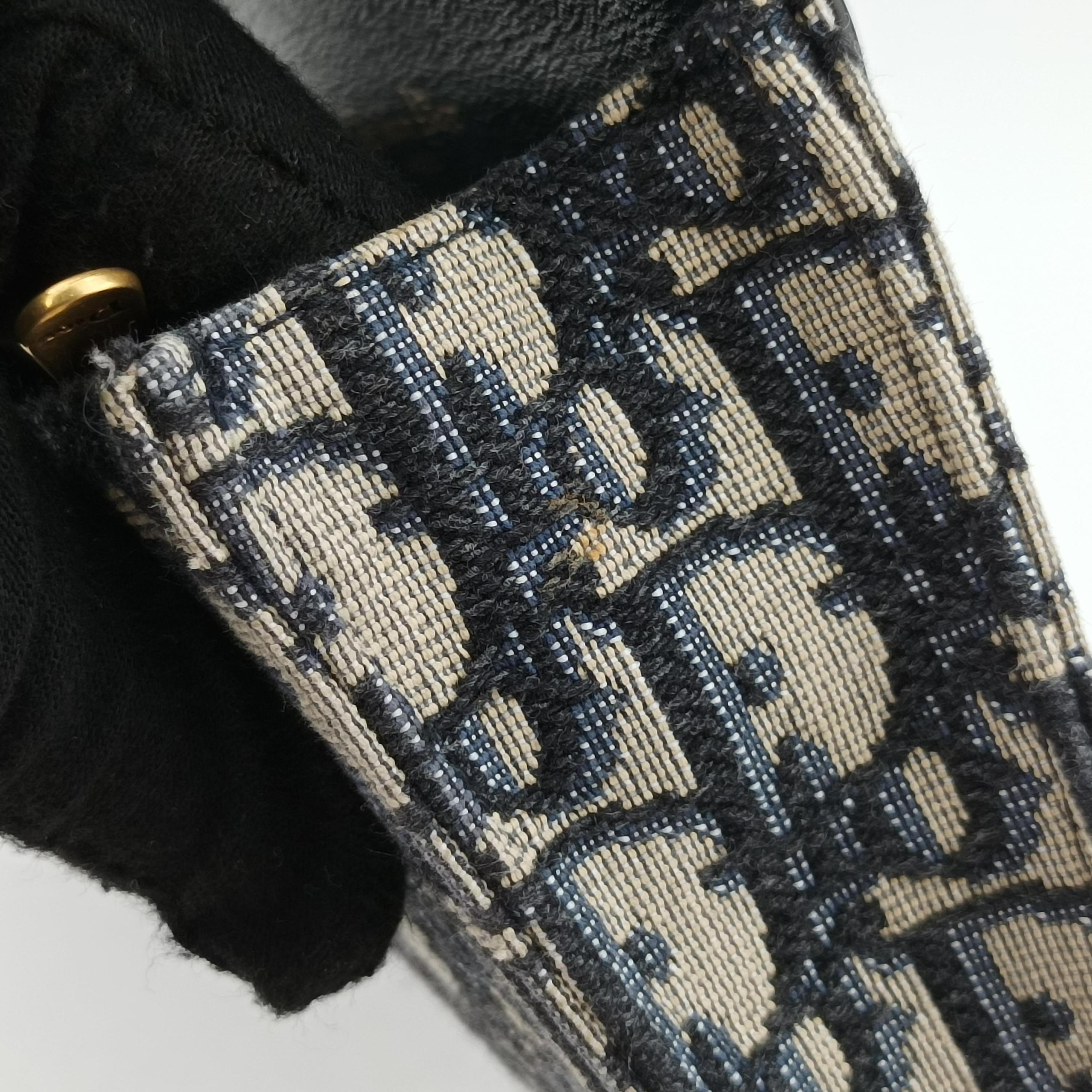 Pre-owned Christian Dior Saddle Navy×Gray jacquard  bum bag/waist bag | stylenewstar