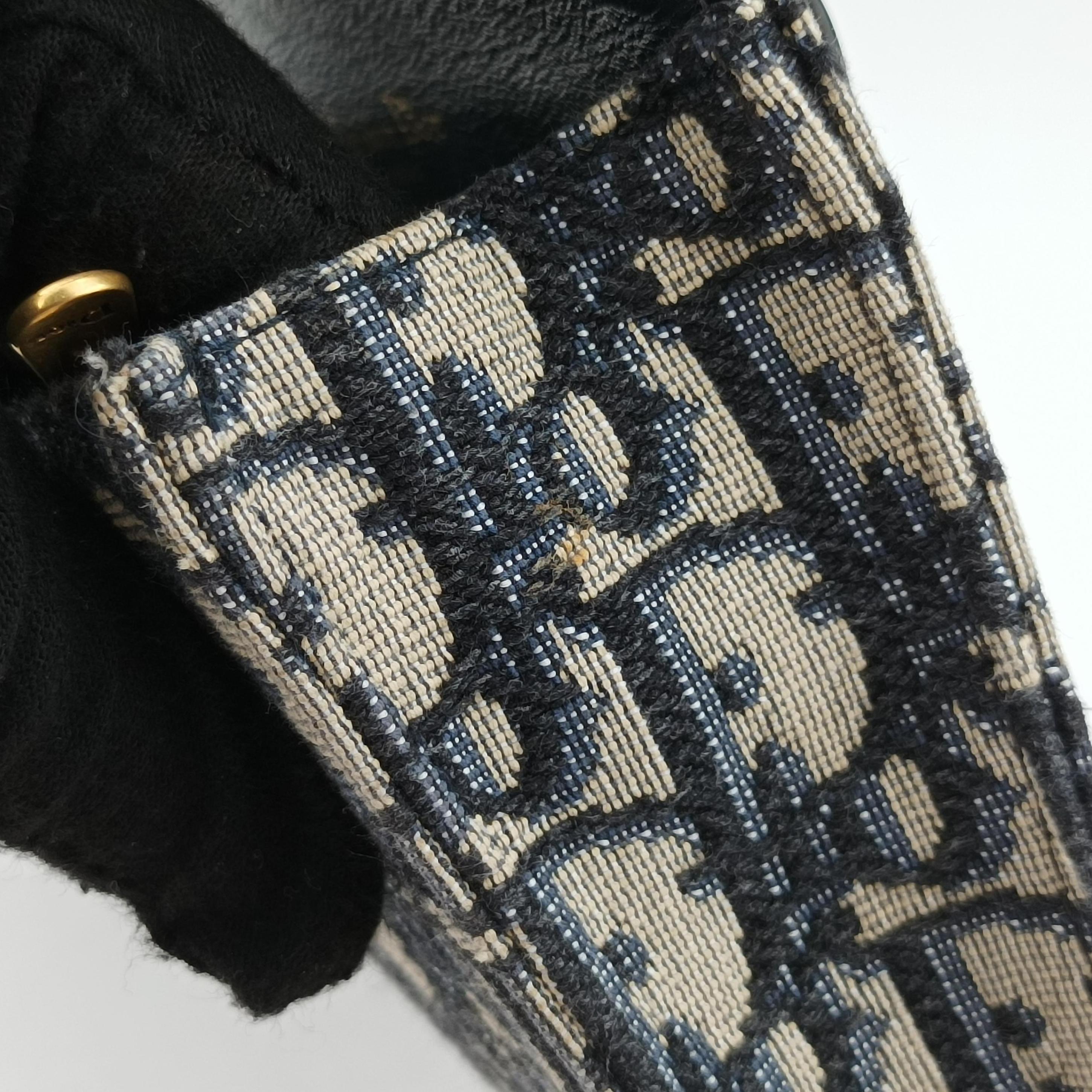 Pre-owned Christian Dior Saddle Navy×Gray jacquard  bum bag/waist bag | stylenewstar