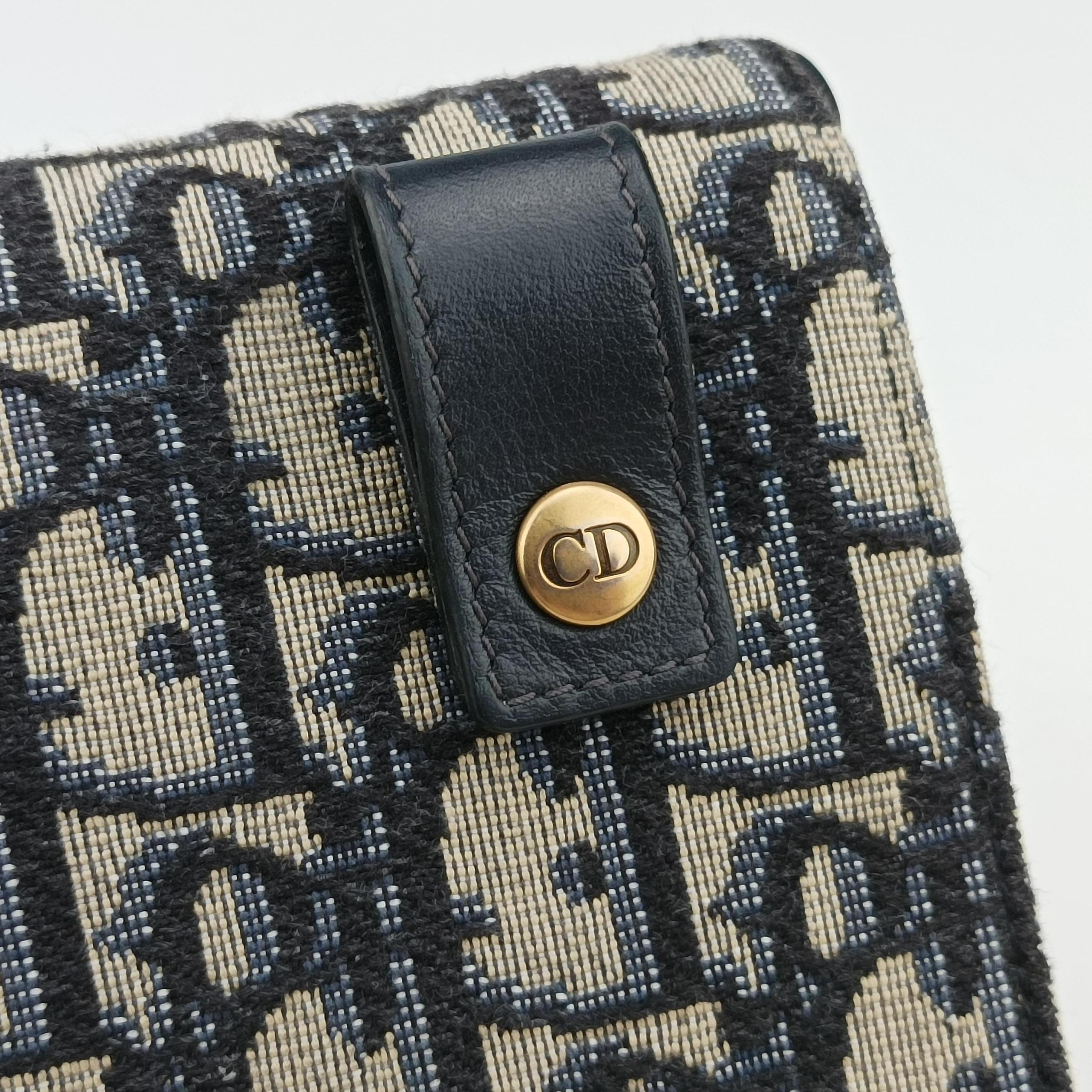 Pre-owned Christian Dior Saddle Navy×Gray jacquard  bum bag/waist bag | stylenewstar