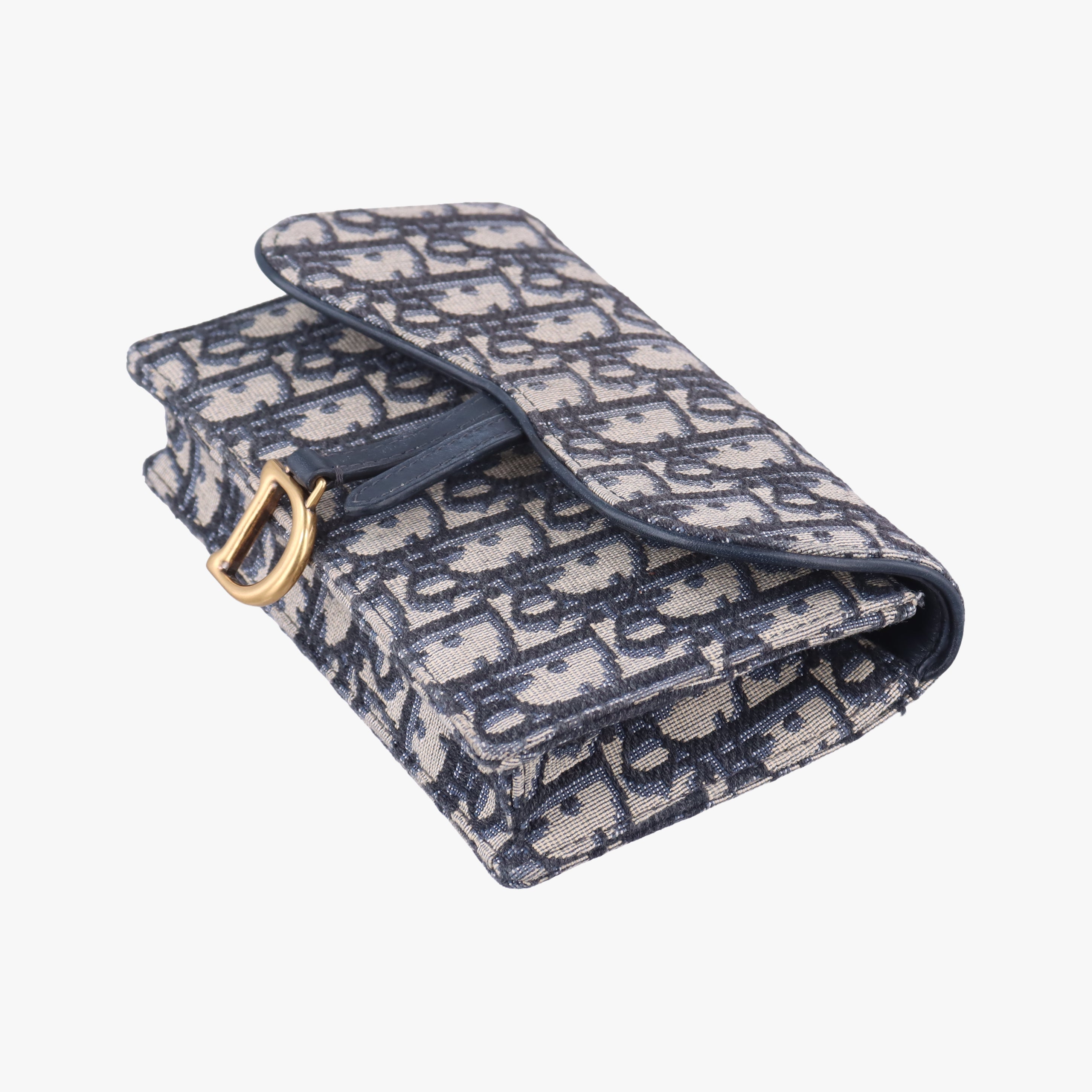 Pre-owned Christian Dior Saddle Navy×Gray jacquard  bum bag/waist bag | stylenewstar