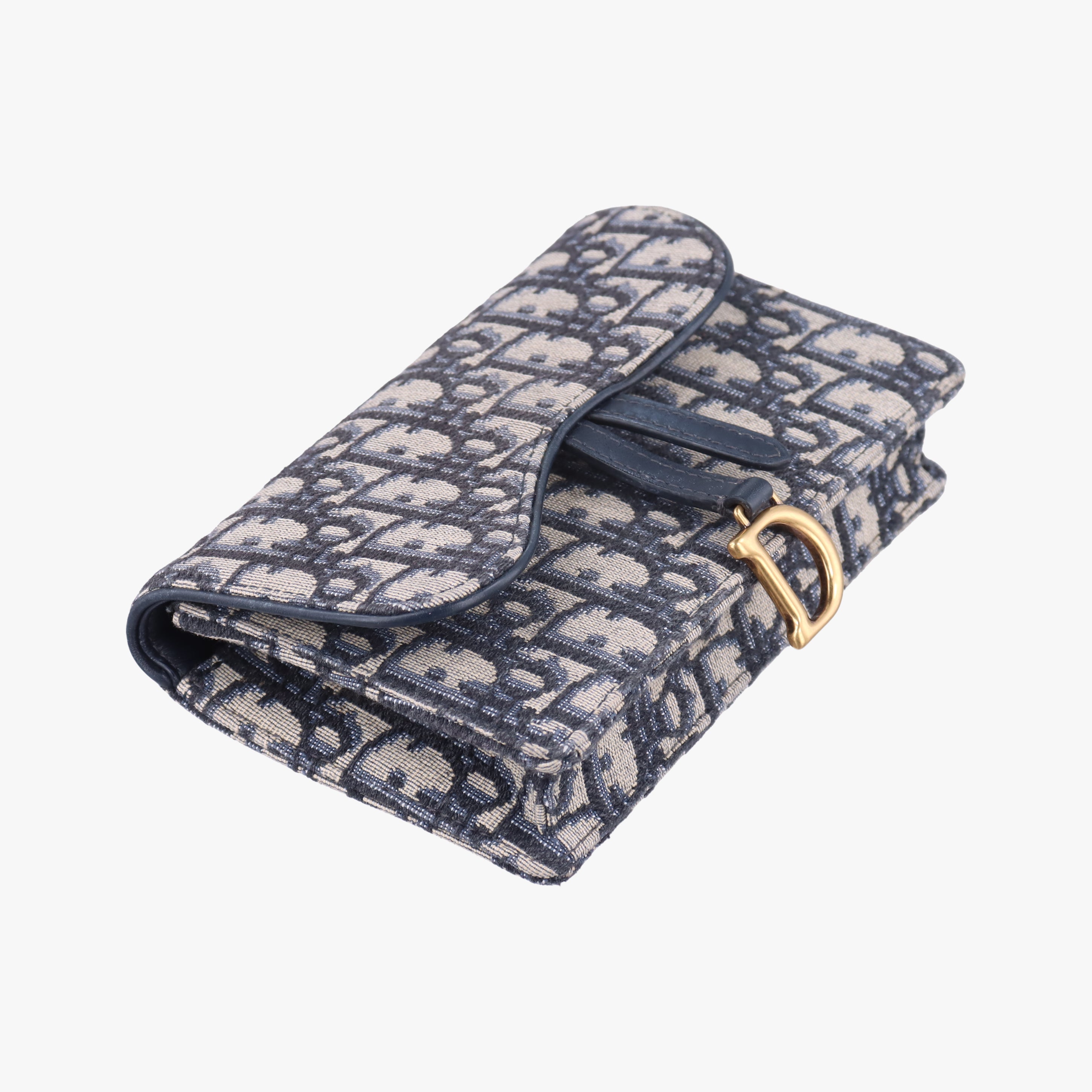 Pre-owned Christian Dior Saddle Navy×Gray jacquard  bum bag/waist bag | stylenewstar