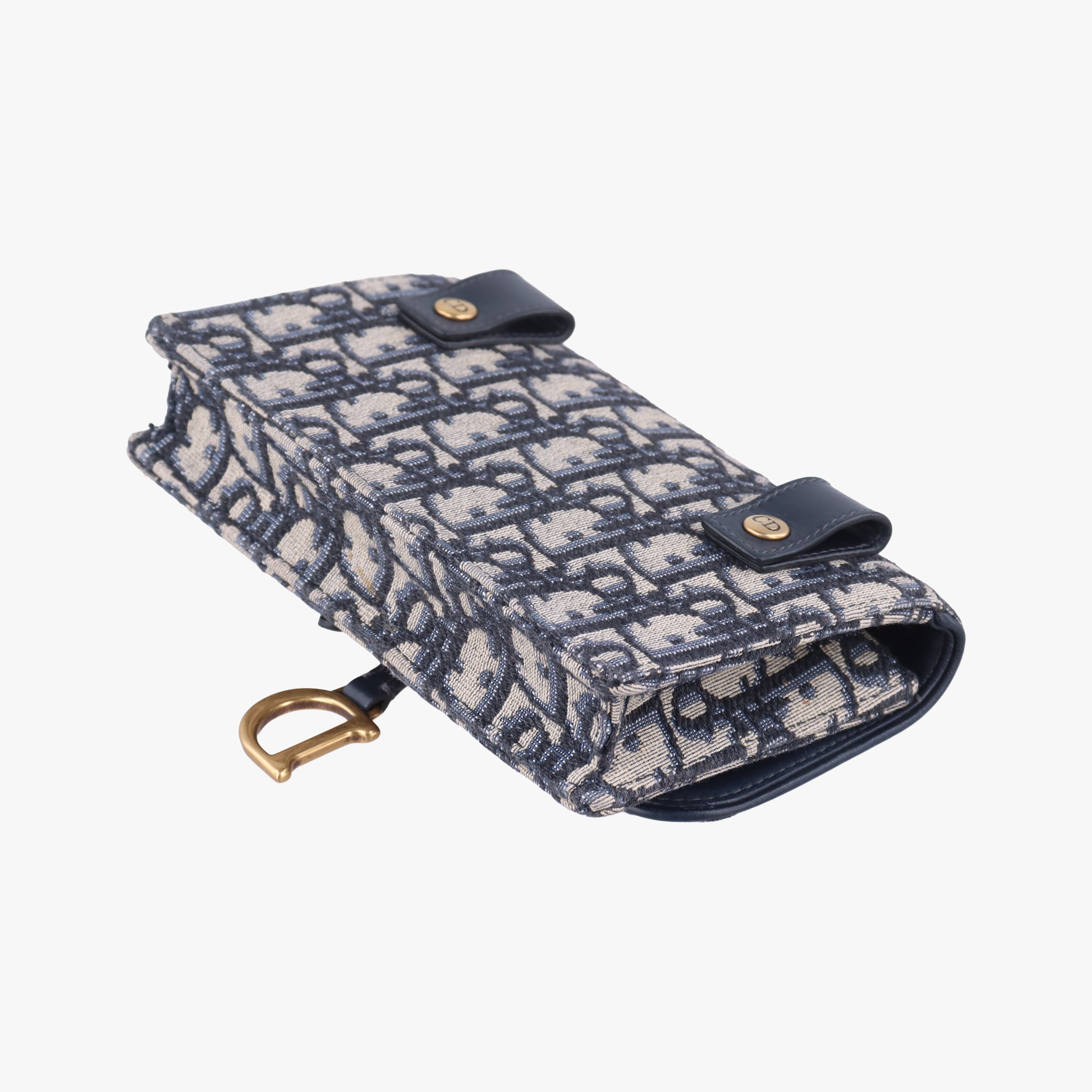 Pre-owned Christian Dior Saddle Navy×Gray jacquard  bum bag/waist bag | stylenewstar