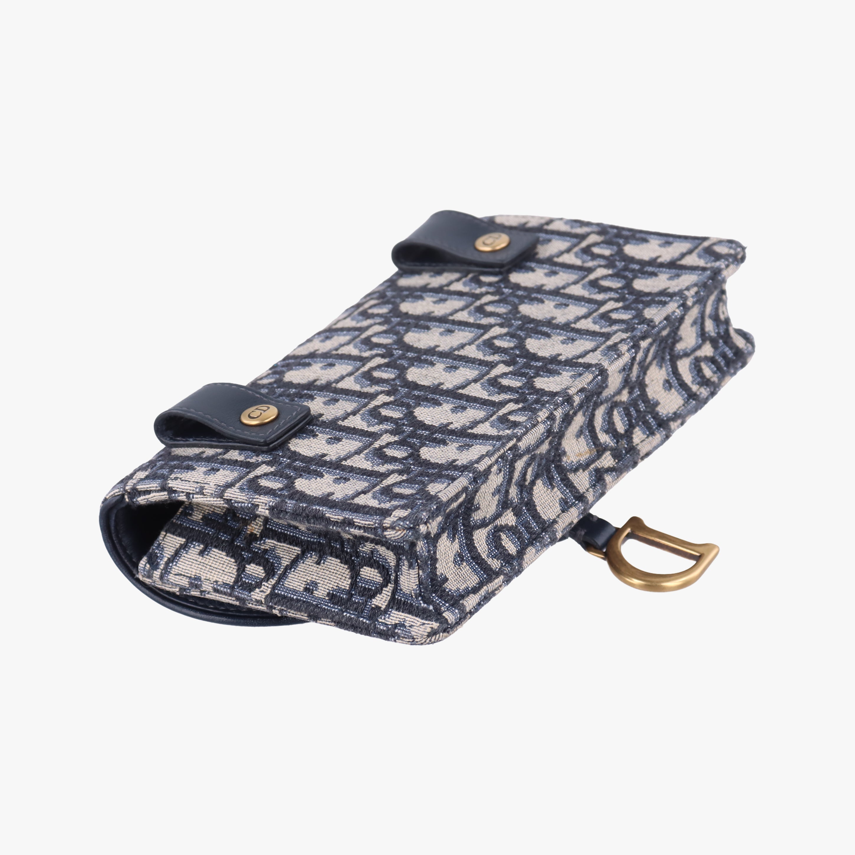 Pre-owned Christian Dior Saddle Navy×Gray jacquard  bum bag/waist bag | stylenewstar