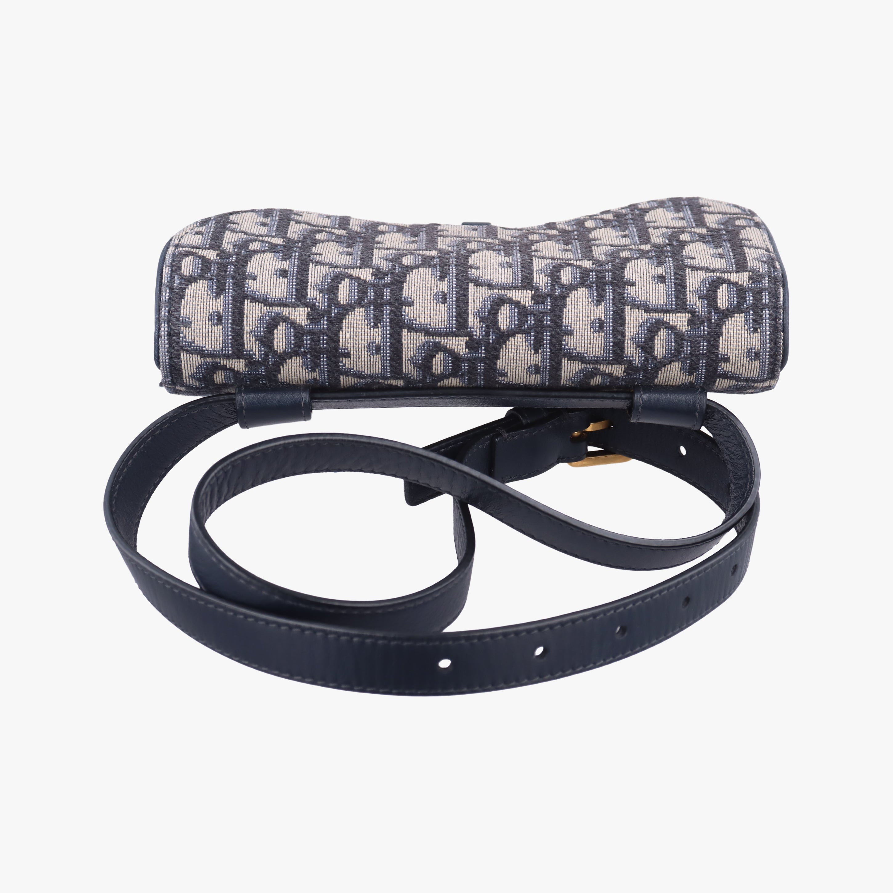 Pre-owned Christian Dior Saddle Navy×Gray jacquard  bum bag/waist bag | stylenewstar