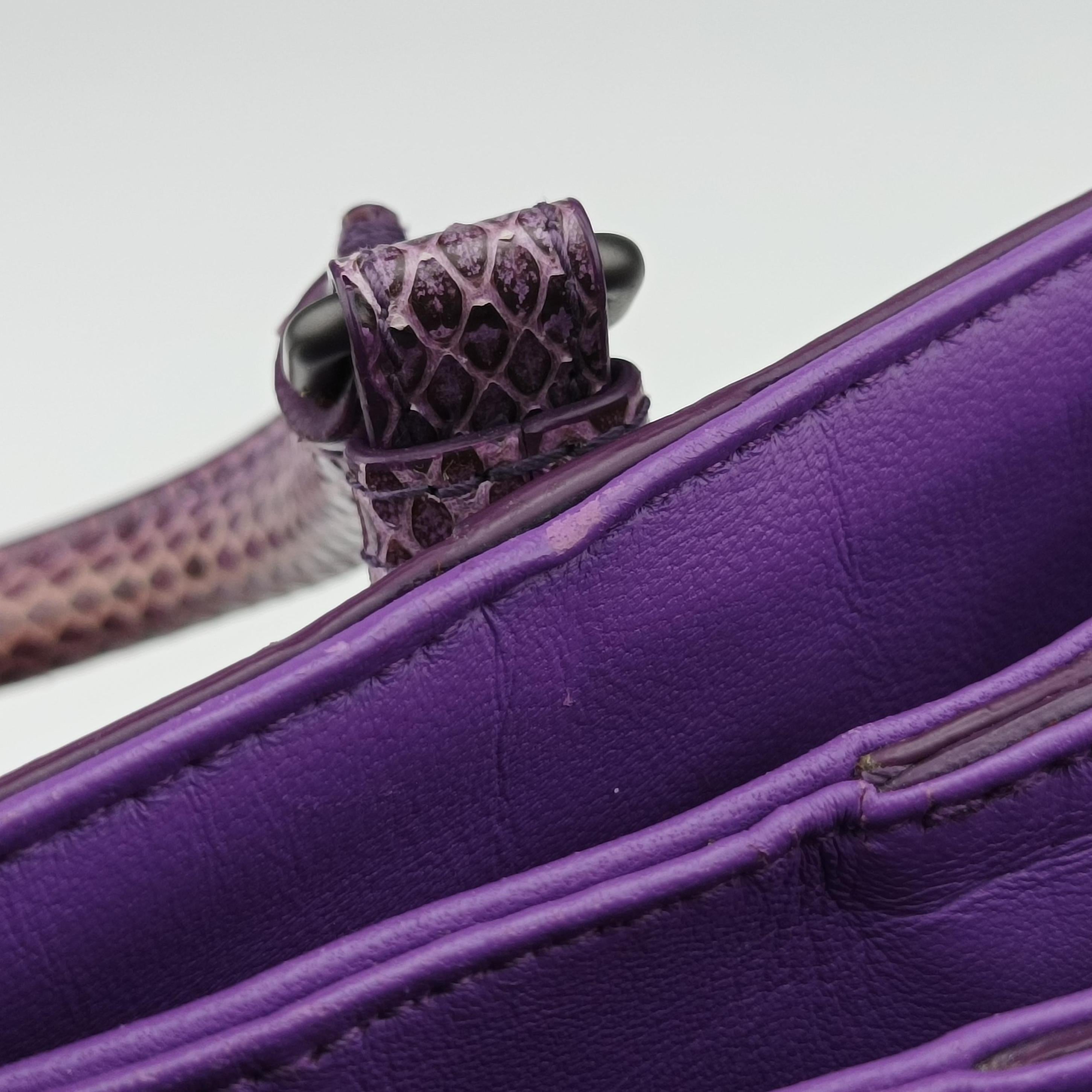 Pre-owned Bottega Veneta Intrecciato Purple lambskin×snakeskin  handbag | stylenewstar