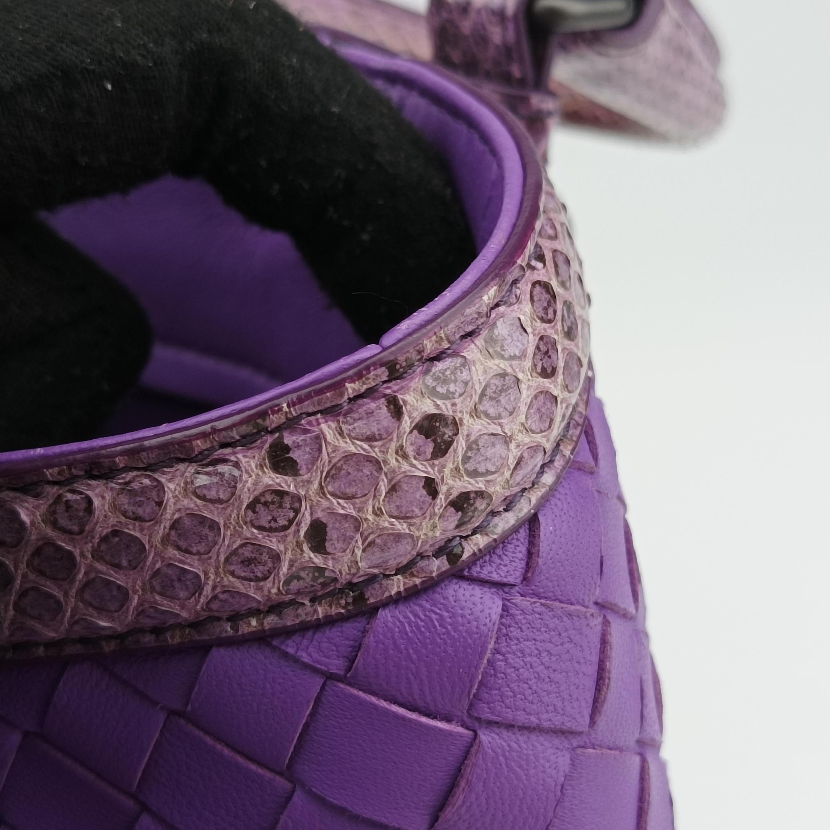 Pre-owned Bottega Veneta Intrecciato Purple lambskin×snakeskin  handbag | stylenewstar