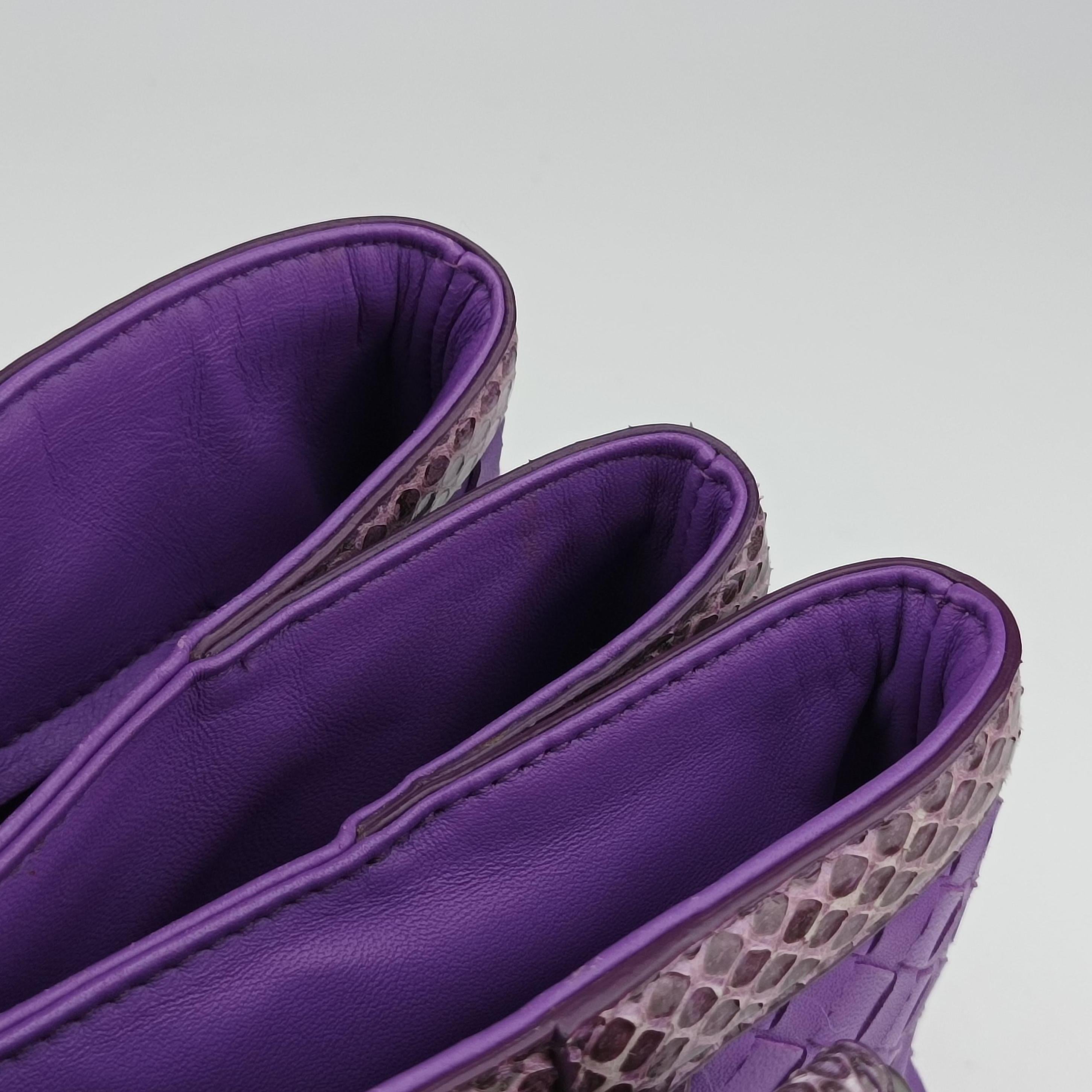 Pre-owned Bottega Veneta Intrecciato Purple lambskin×snakeskin  handbag | stylenewstar