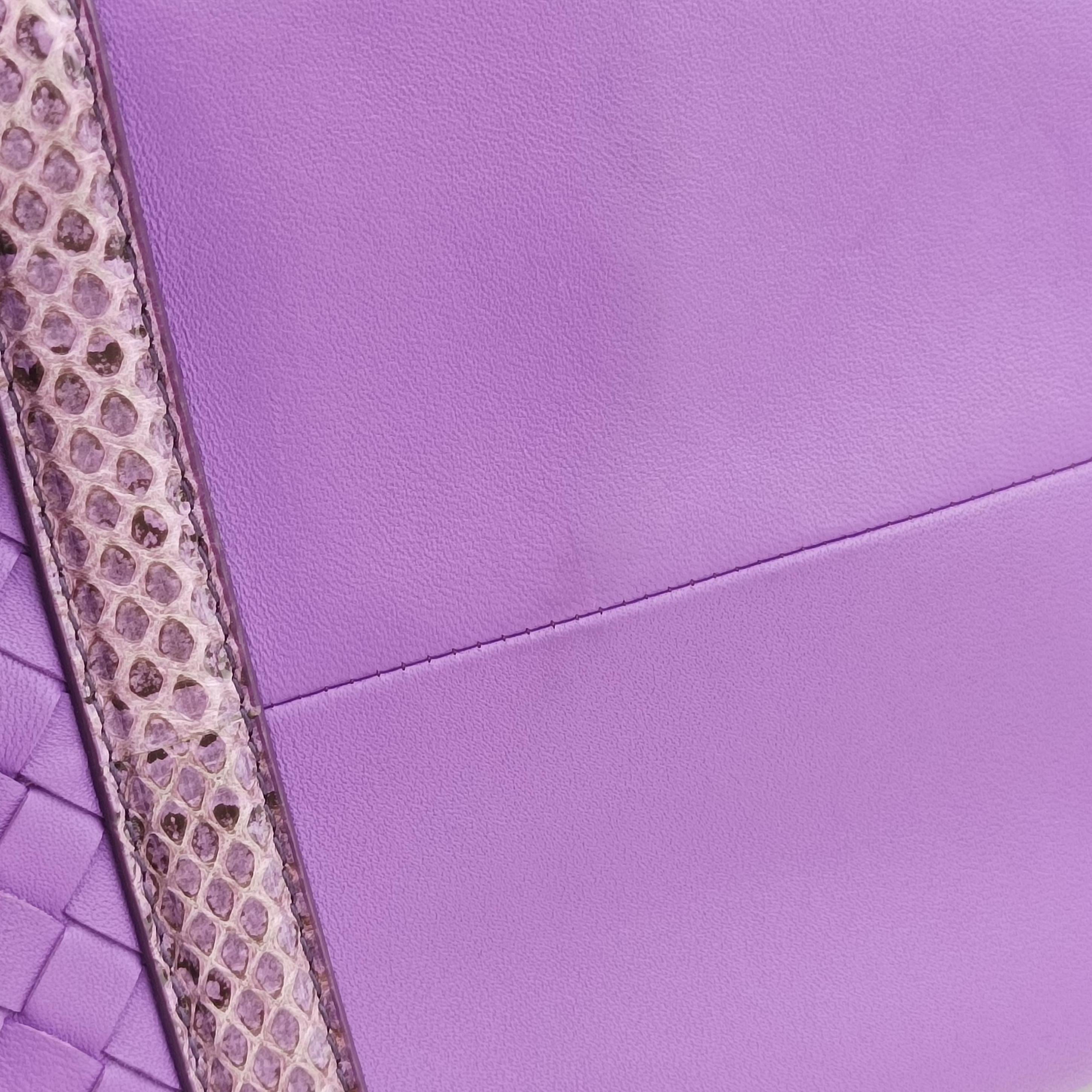 Pre-owned Bottega Veneta Intrecciato Purple lambskin×snakeskin  handbag | stylenewstar