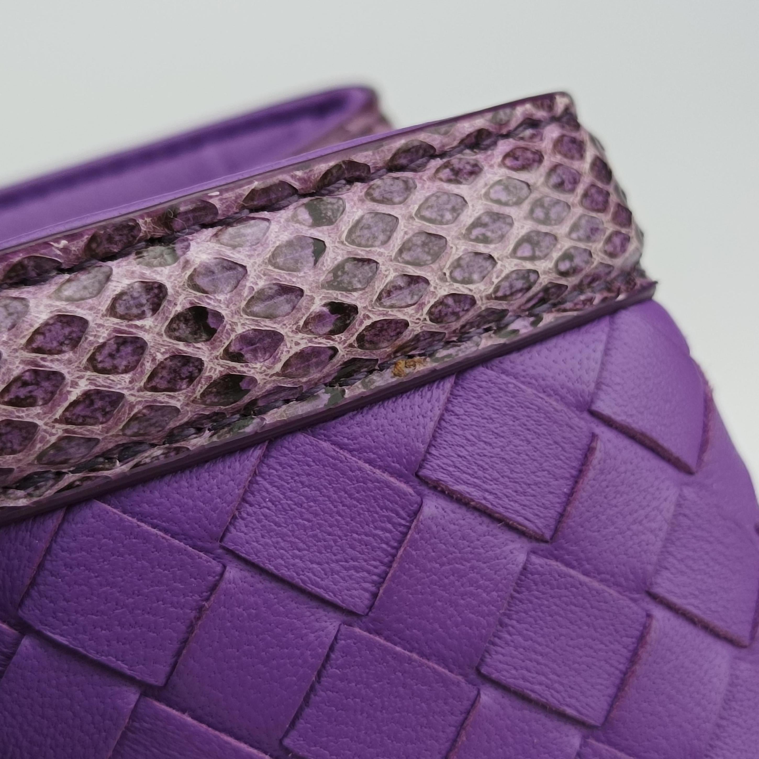 Pre-owned Bottega Veneta Intrecciato Purple lambskin×snakeskin  handbag | stylenewstar