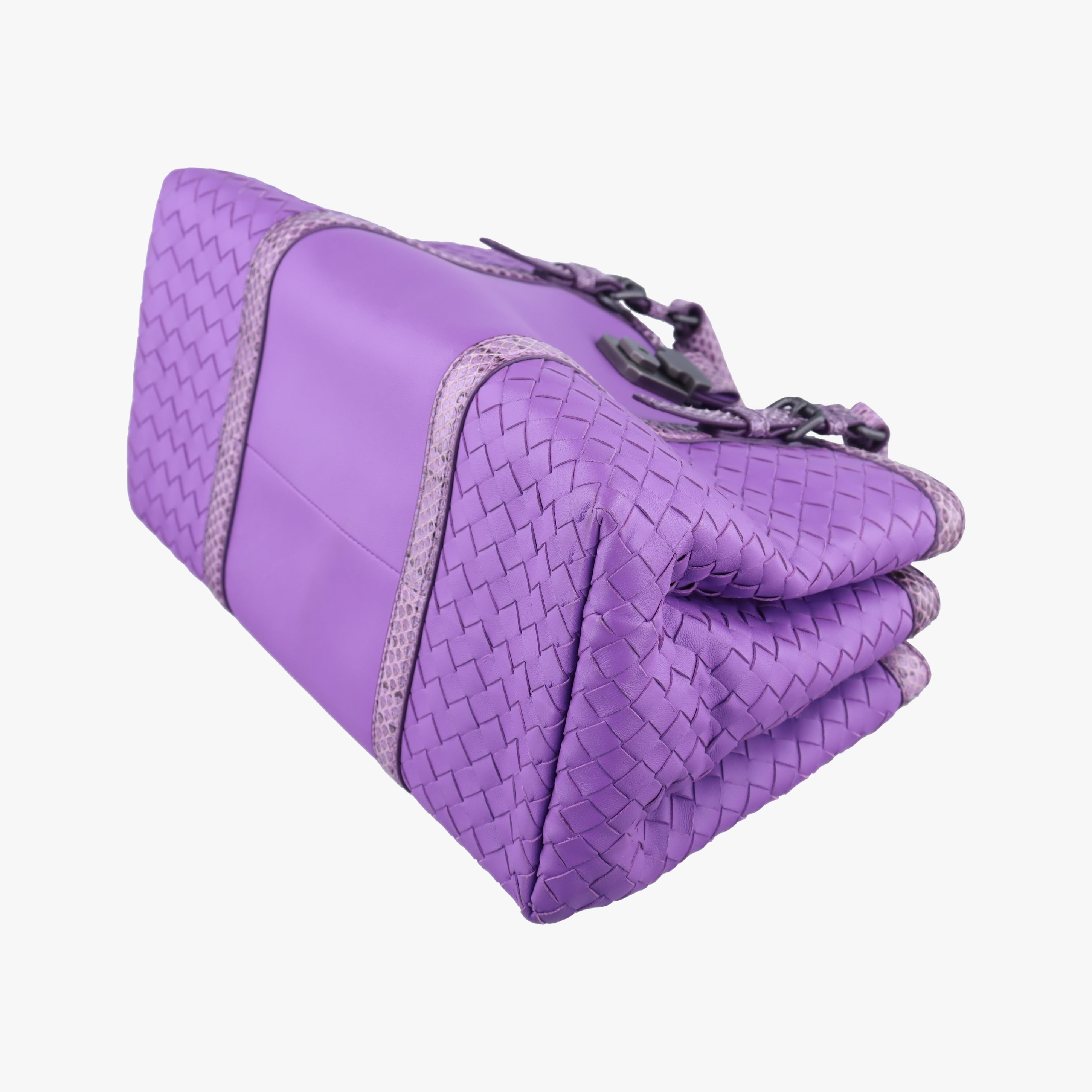 Pre-owned Bottega Veneta Intrecciato Purple lambskin×snakeskin  handbag | stylenewstar
