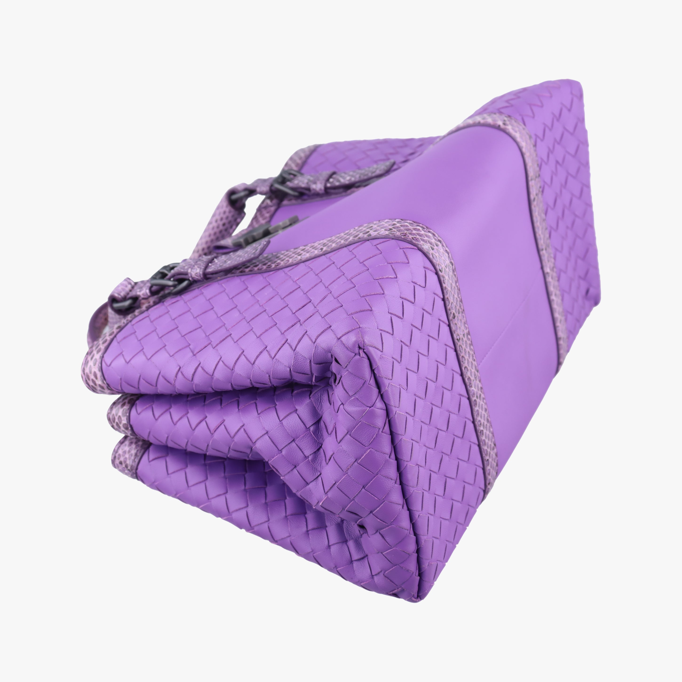 Pre-owned Bottega Veneta Intrecciato Purple lambskin×snakeskin  handbag | stylenewstar