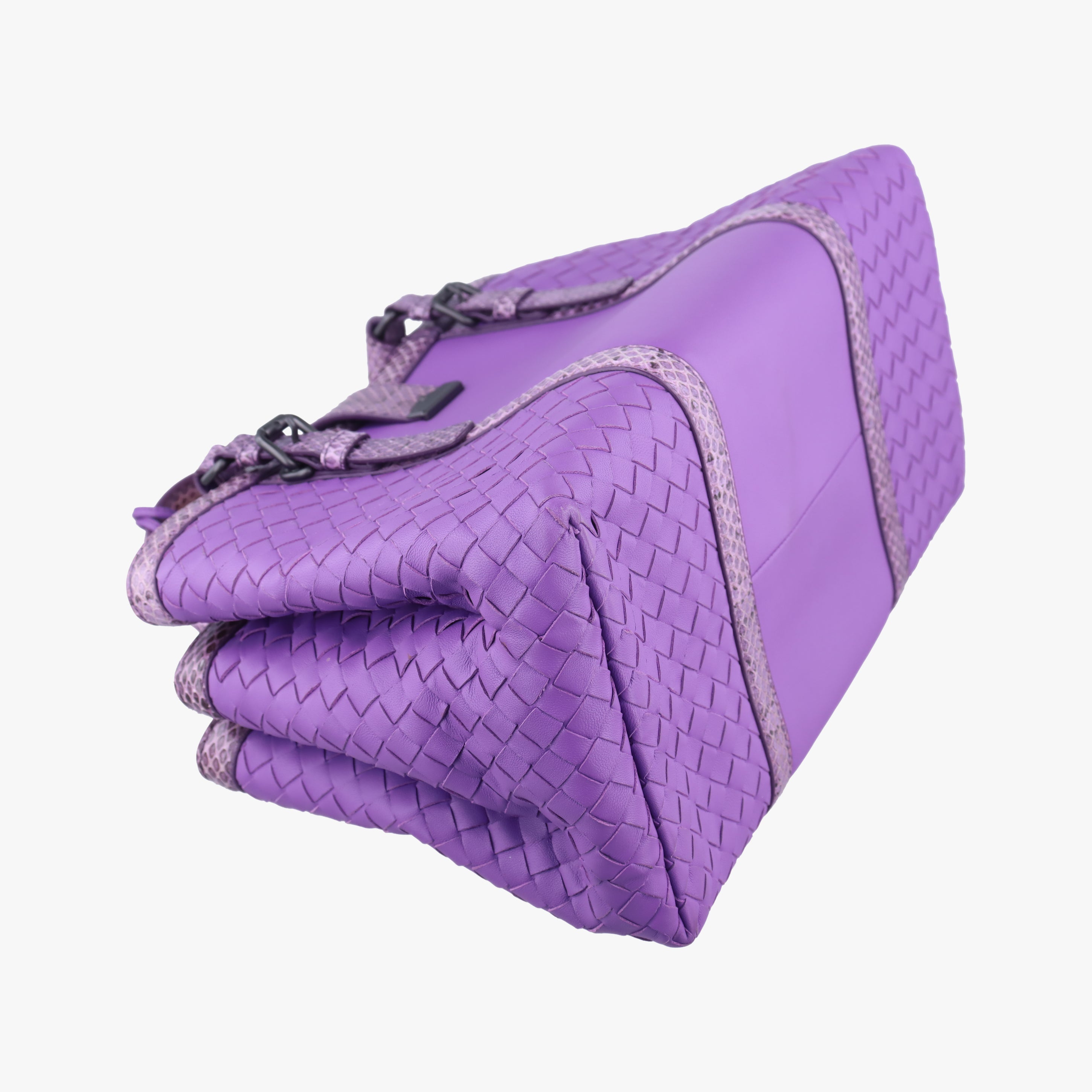 Pre-owned Bottega Veneta Intrecciato Purple lambskin×snakeskin  handbag | stylenewstar