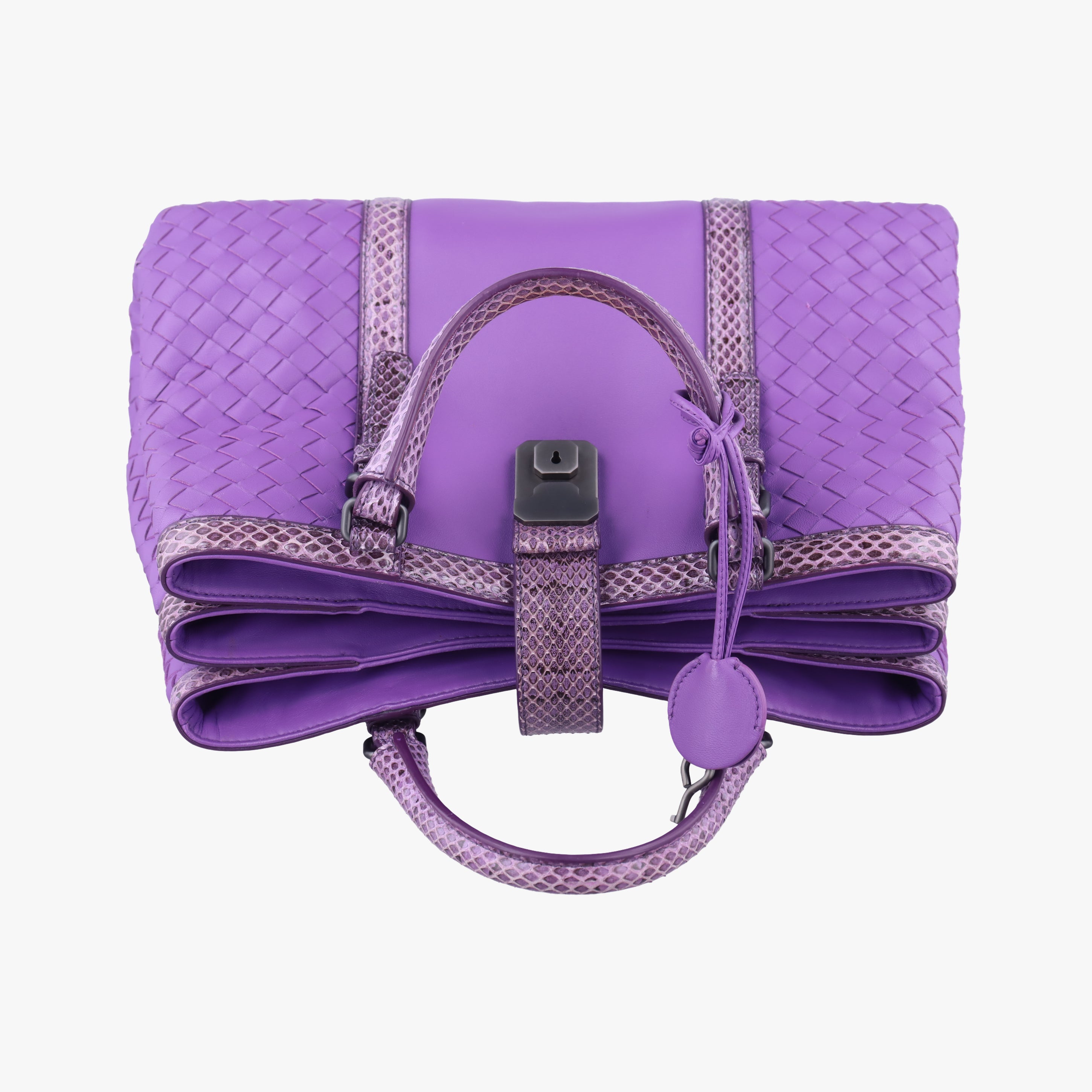 Pre-owned Bottega Veneta Intrecciato Purple lambskin×snakeskin  handbag | stylenewstar