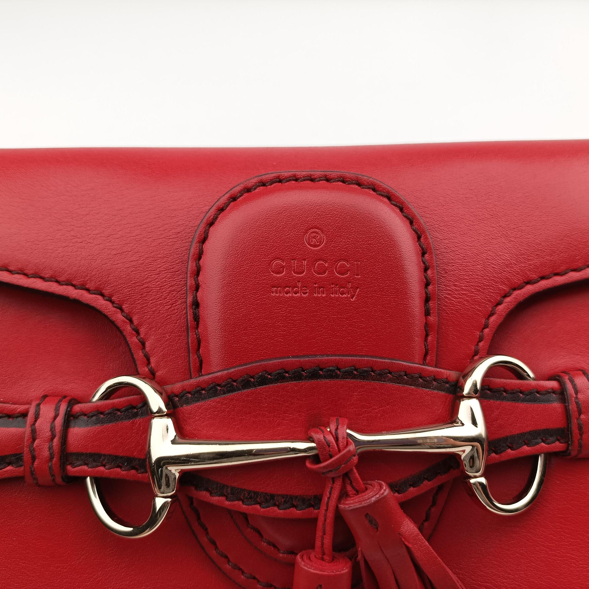 Pre-owned Gucci Emily Red Leather 283063 shoulderbag | stylenewstar
