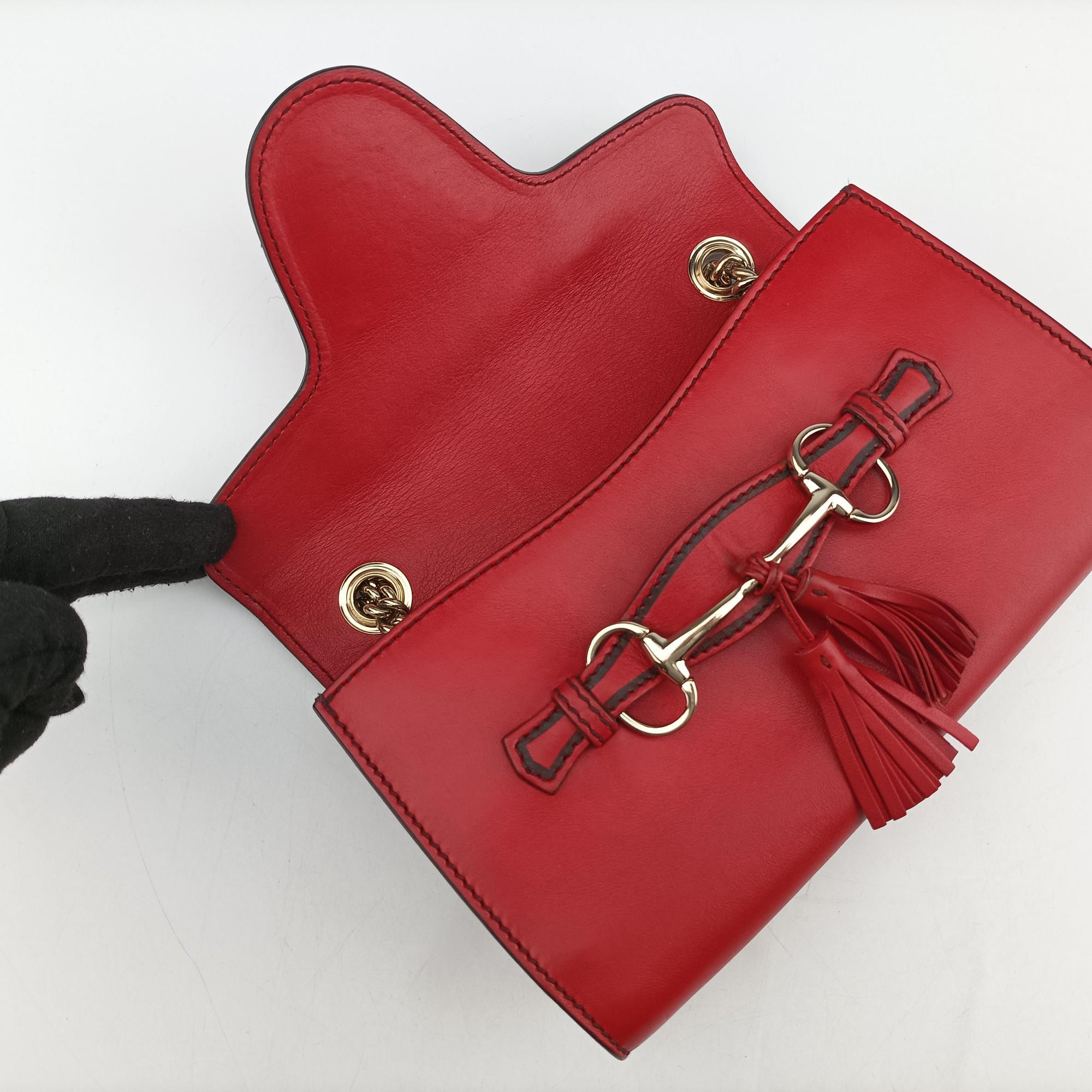 Pre-owned Gucci Emily Red Leather 283063 shoulderbag | stylenewstar
