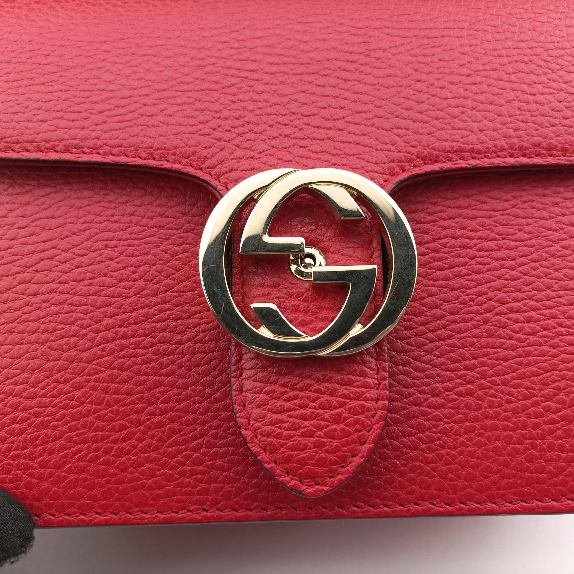 Pre-owned Gucci Interlocking G Red Leather 510304 shoulderbag | stylenewstar