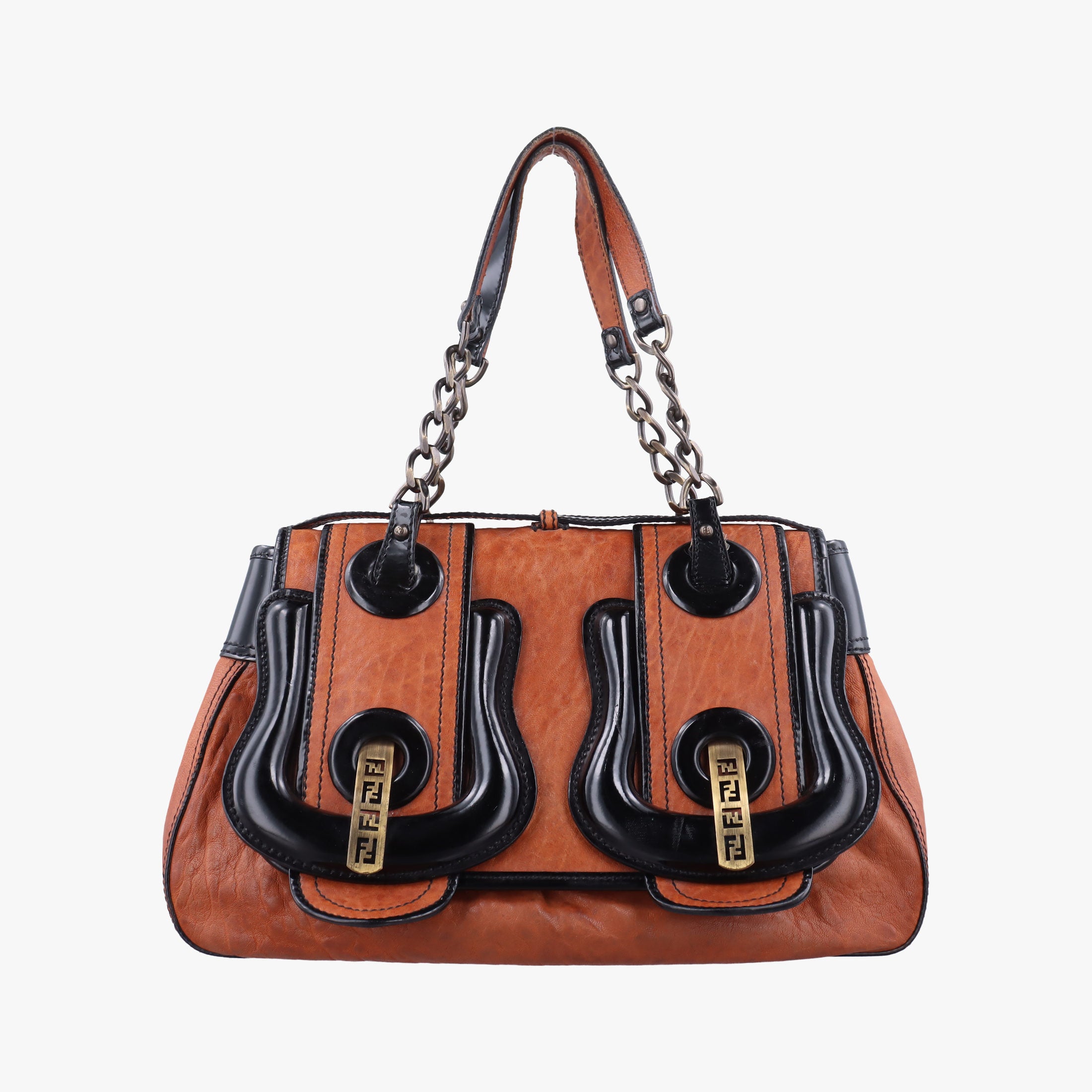 Secondhand Fendi B Bag Black×Brown Leather×patent 8BN165 shoulderbag | stylenewstar