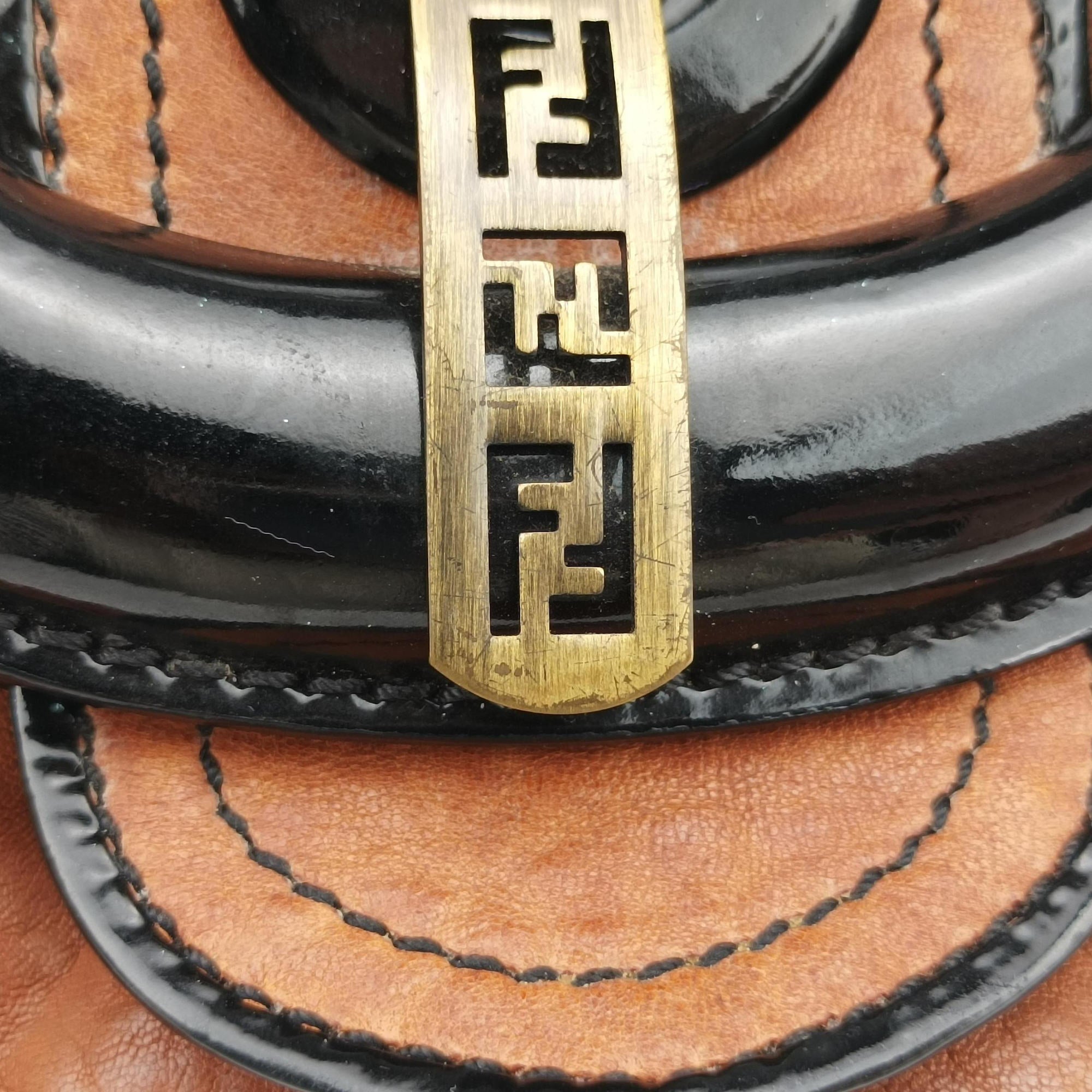 Secondhand Fendi B Bag Black×Brown Leather×patent 8BN165 shoulderbag | stylenewstar