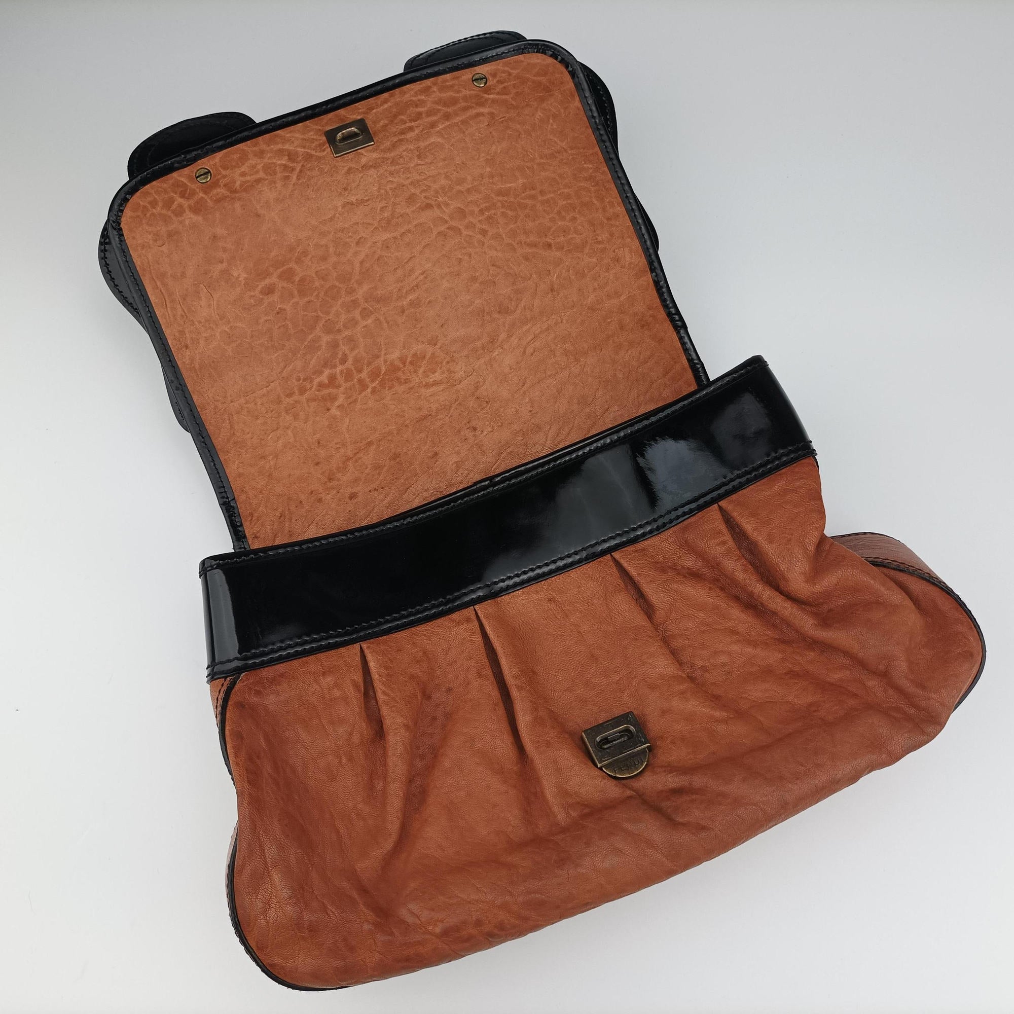 Secondhand Fendi B Bag Black×Brown Leather×patent 8BN165 shoulderbag | stylenewstar