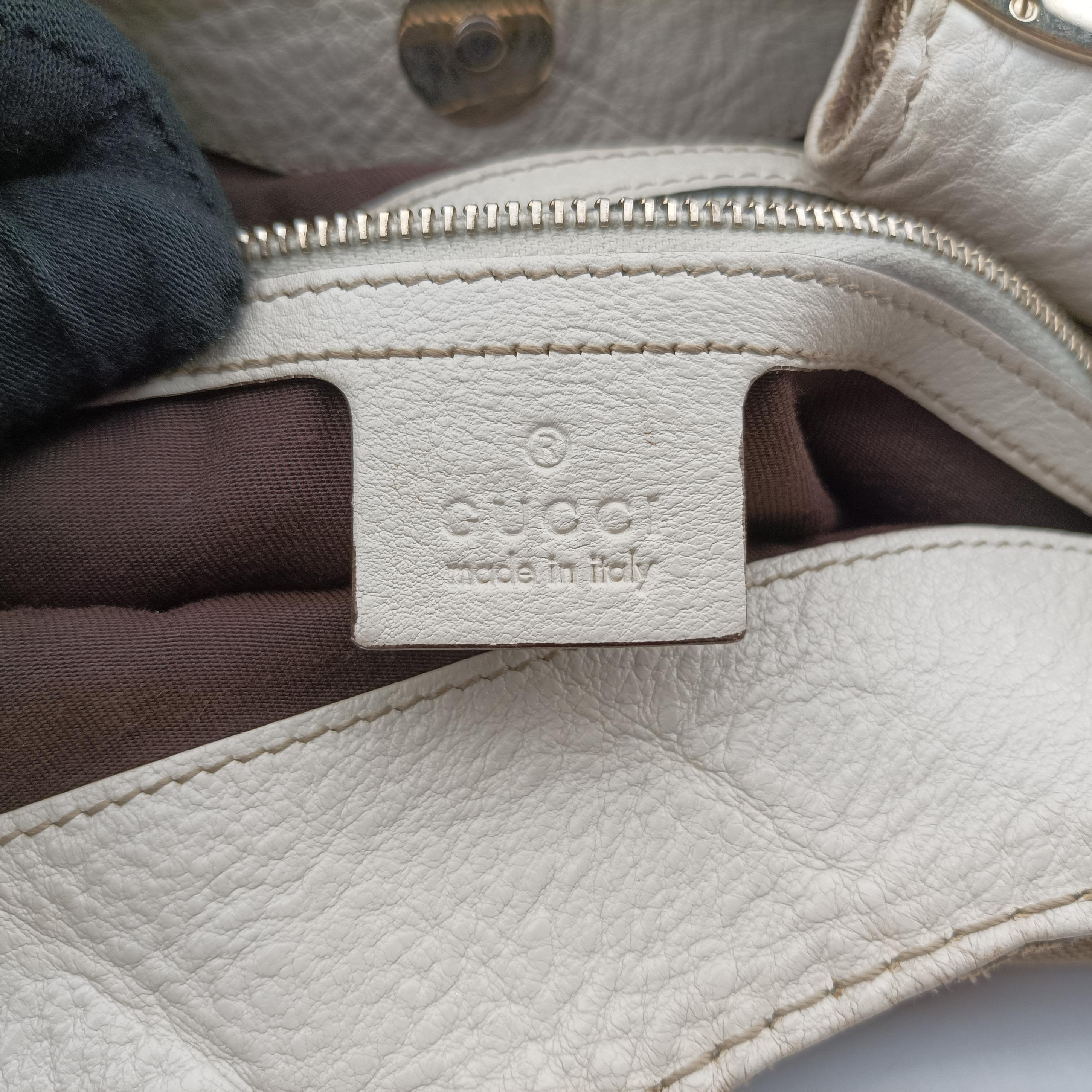 Pre-owned Gucci Charlotte Hobo Brown×White canvas×leather 203504 shoulderbag | stylenewstar