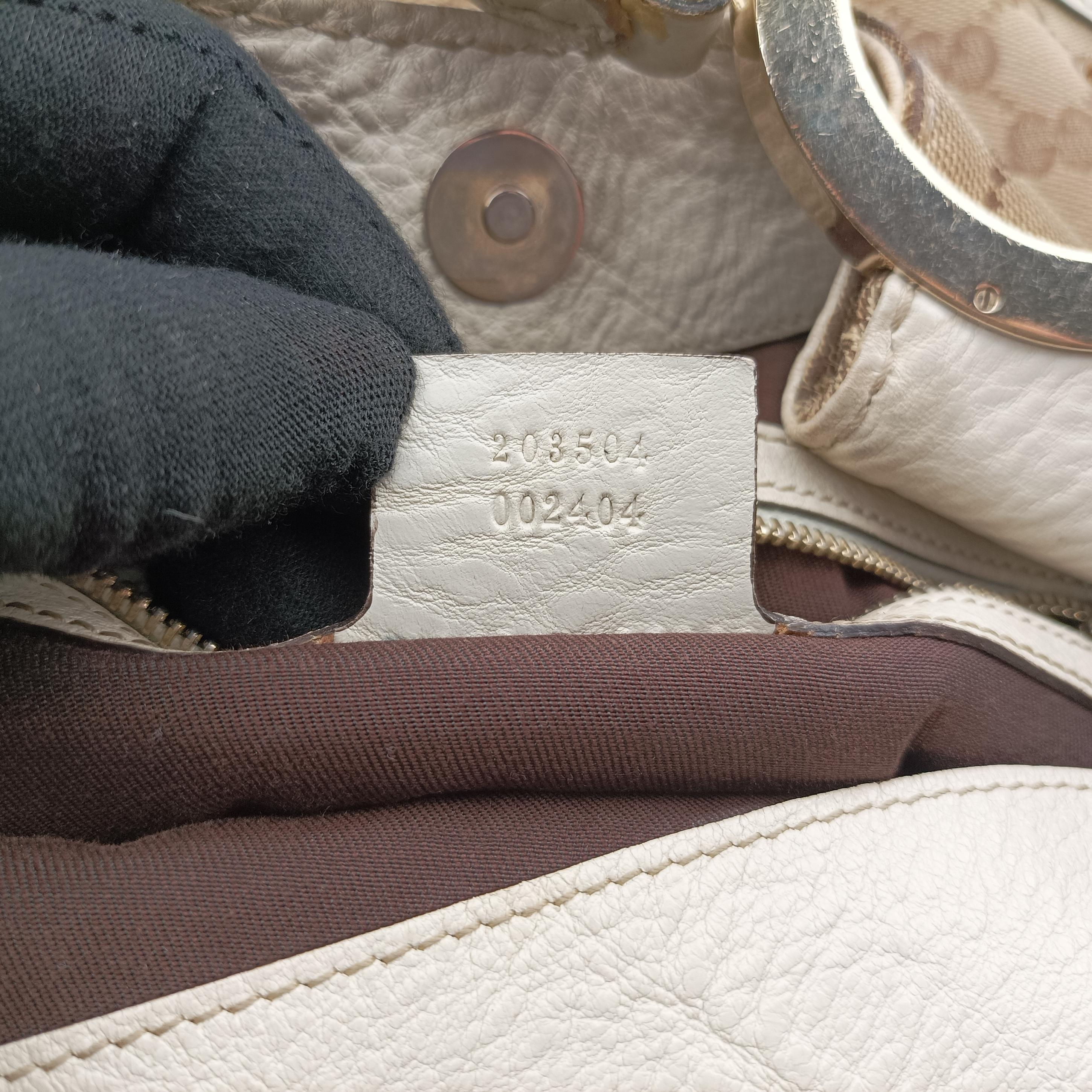 Pre-owned Gucci Charlotte Hobo Brown×White canvas×leather 203504 shoulderbag | stylenewstar