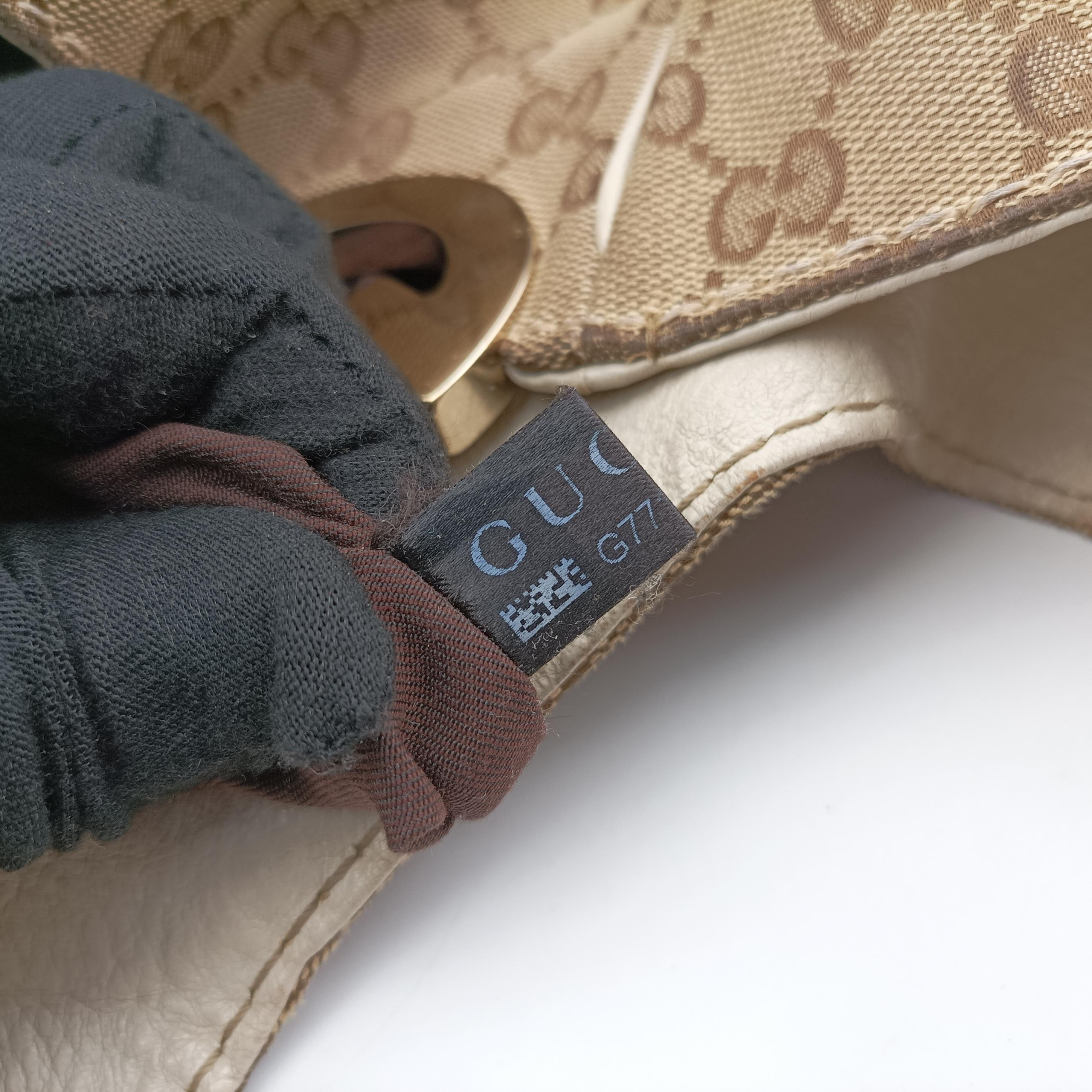 Pre-owned Gucci Charlotte Hobo Brown×White canvas×leather 203504 shoulderbag | stylenewstar