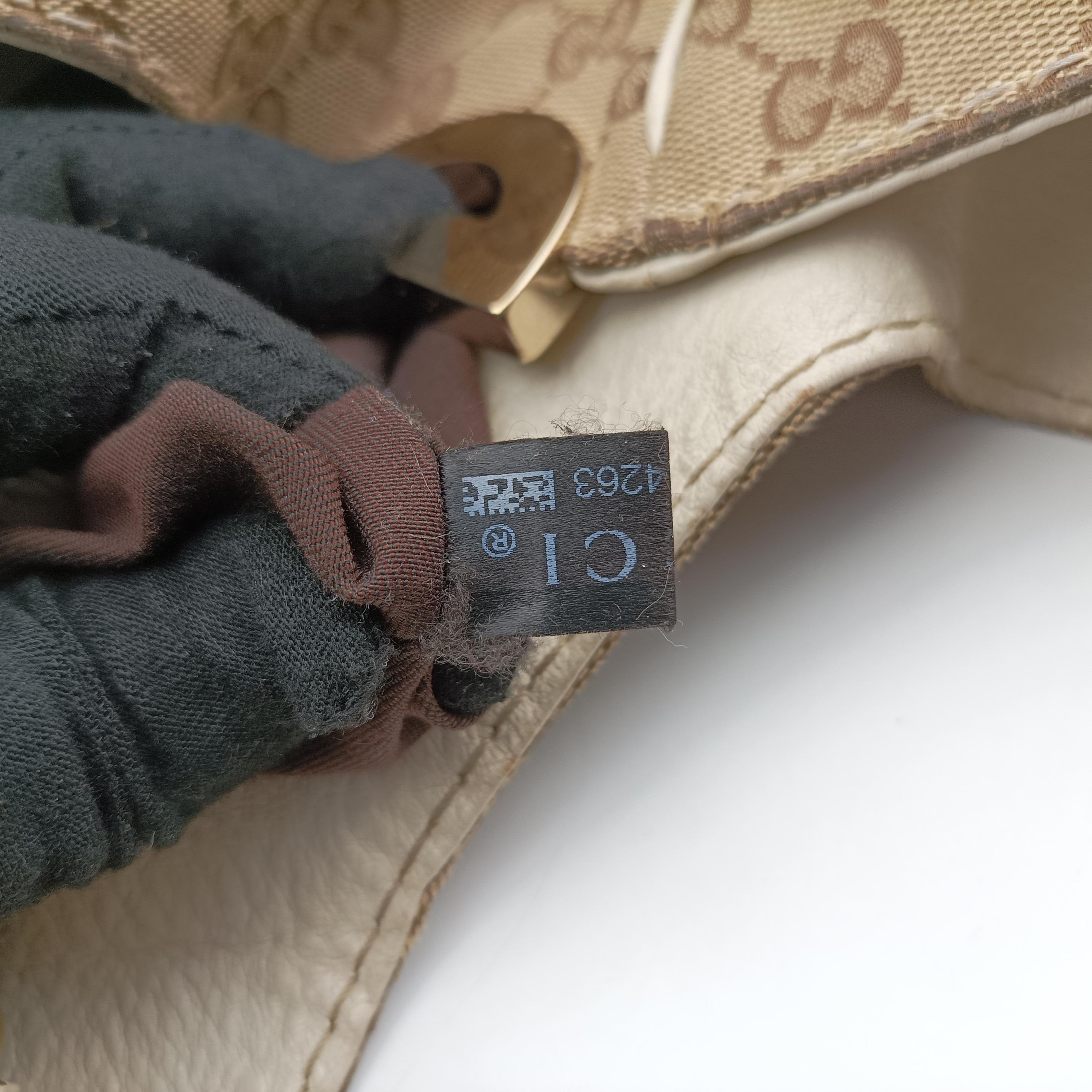 Pre-owned Gucci Charlotte Hobo Brown×White canvas×leather 203504 shoulderbag | stylenewstar