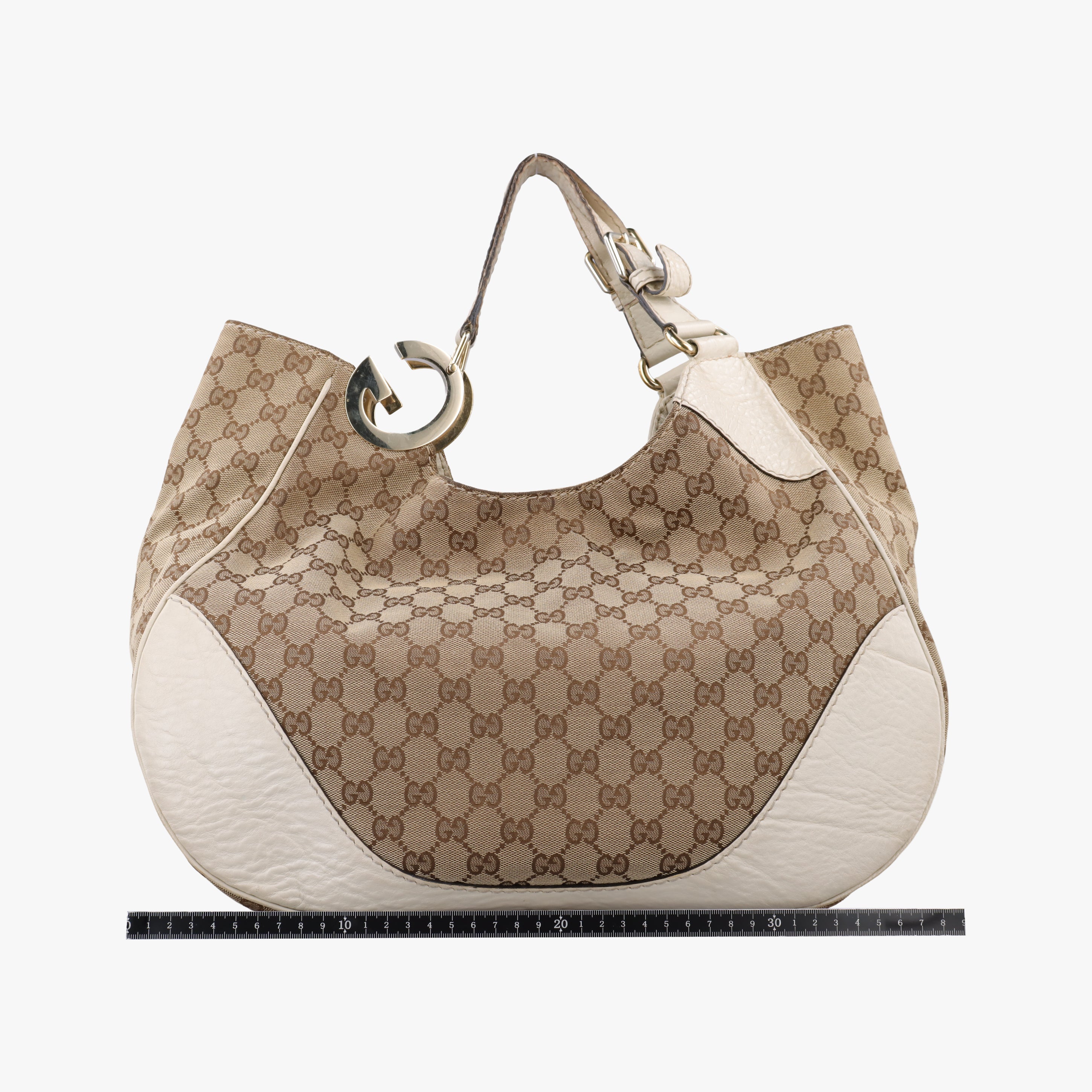 Pre-owned Gucci Charlotte Hobo Brown×White canvas×leather 203504 shoulderbag | stylenewstar